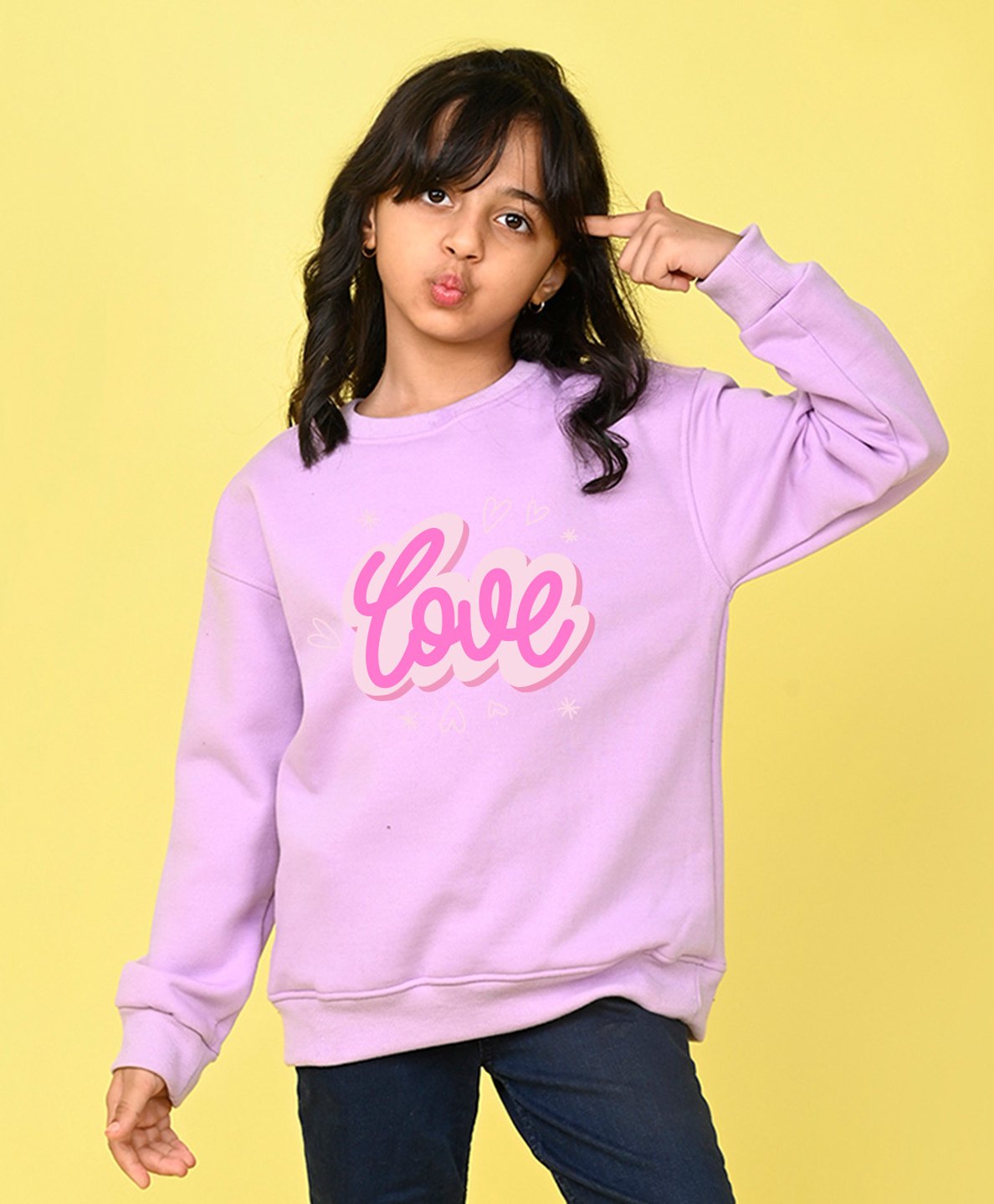 NUSYL Fleece Full Sleeves Love Text Printed Oversized Sweatshirt - Lilac-picture-26