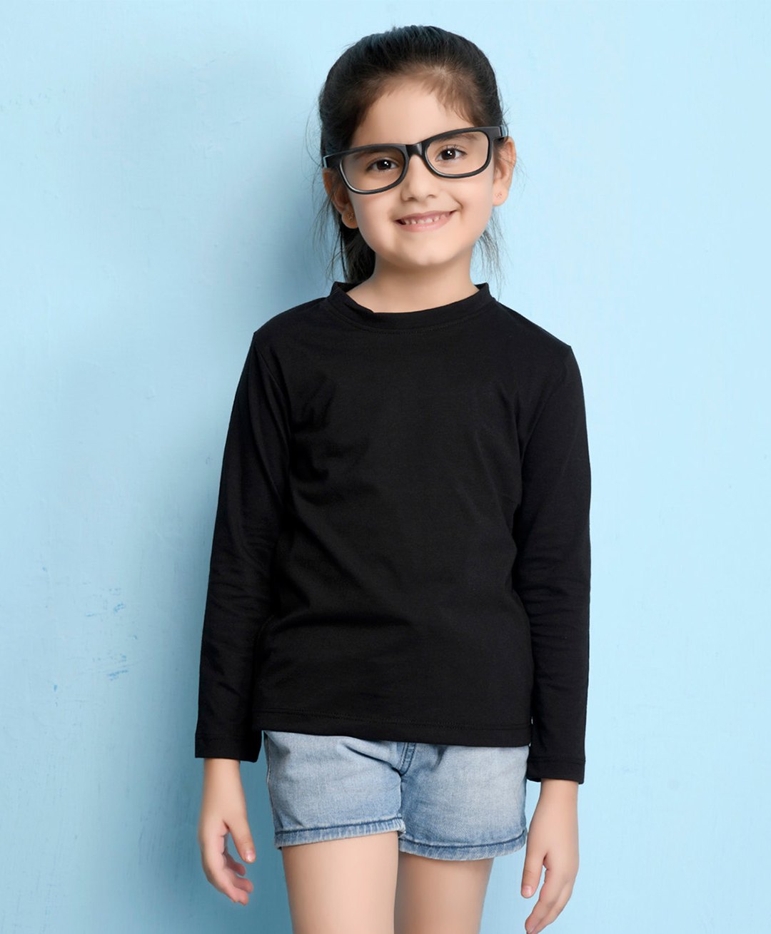 NUSYL Cotton Blend Full Sleeves Solid Tee - Black-image-41