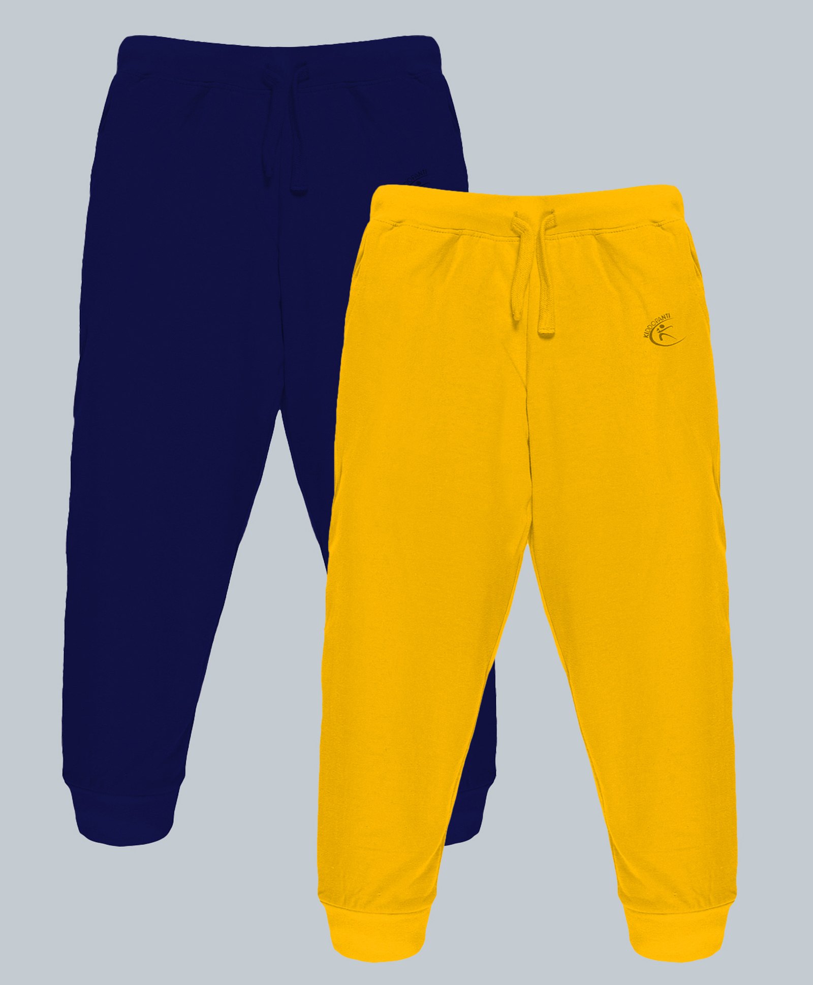 Kiddopanti Cotton Pack Of 2  Solid Track Pants - Navy Blue & Mustard Yellow-picture-26