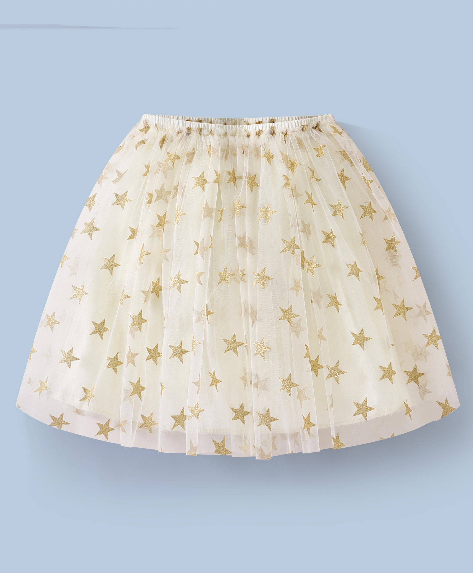 Kookie Kids Knee Length Star Foil Printed Skirt - Beige-picture-22