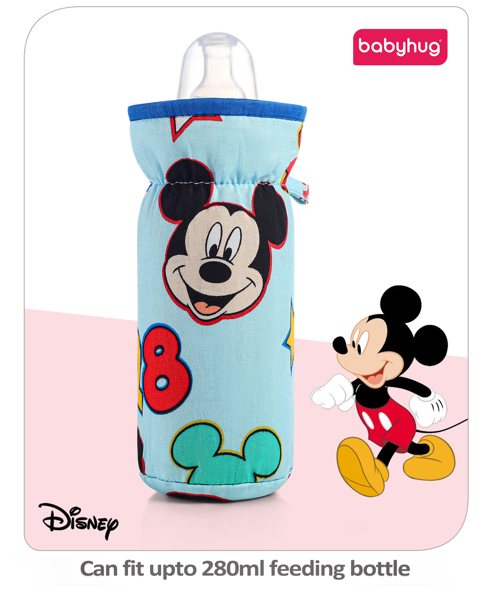 Babyhug Disney Feeding Bottle Cover Smiley Mickey Face Print Large - Blue-picture-12