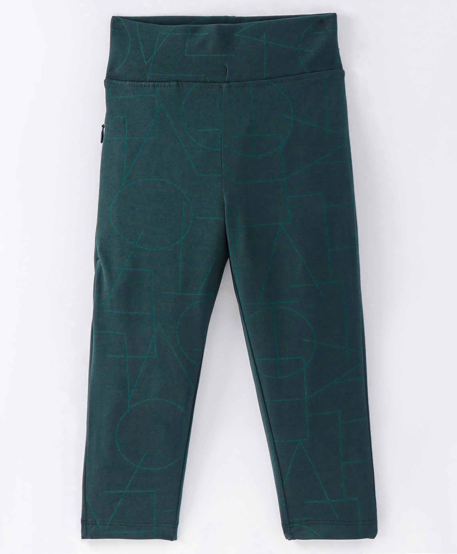 Doreme  Single Jersey Knit Full Length Leggings with Abstract Print  - Dark Green-picture-26