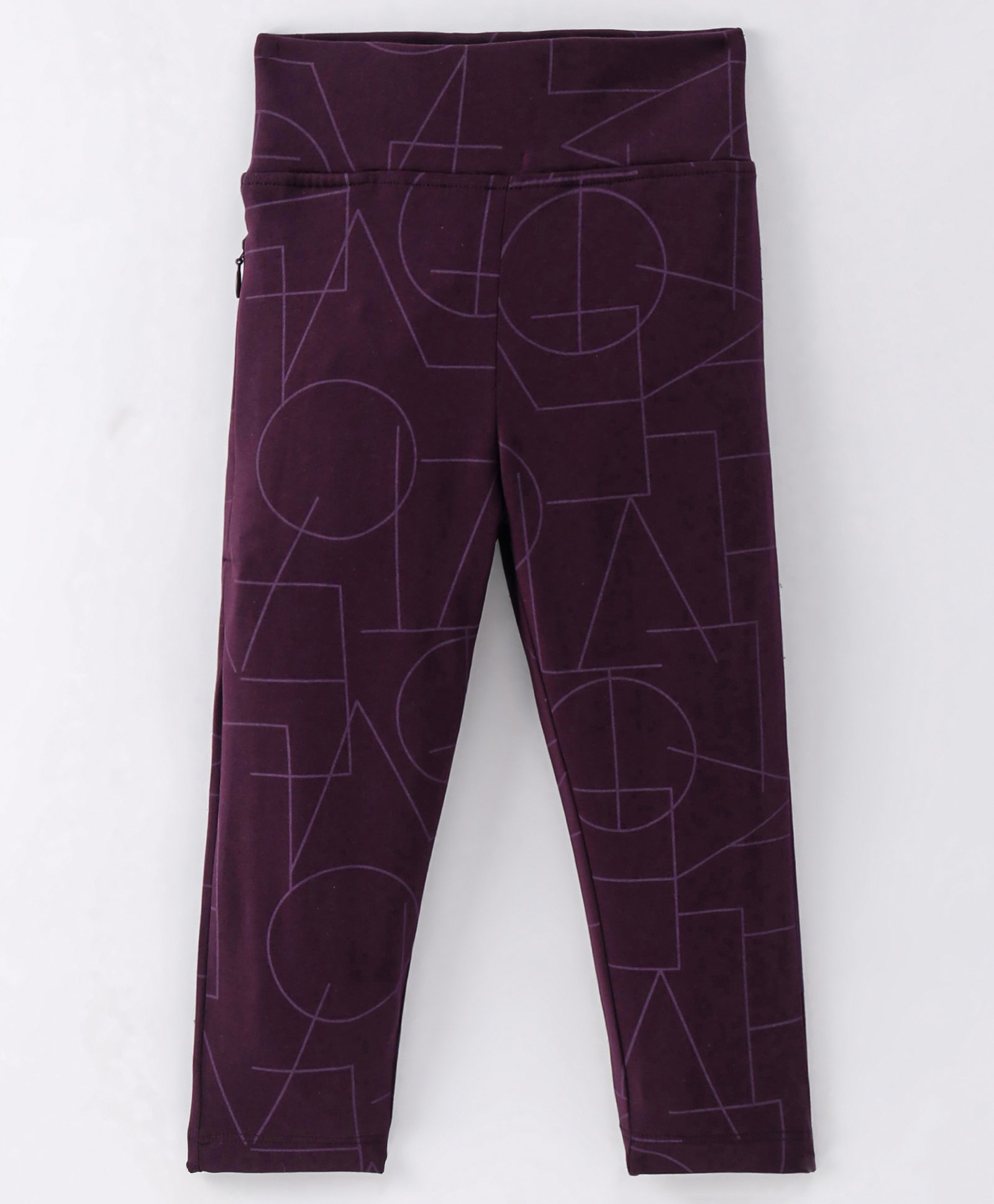Doreme  Single Jersey Knit Full Length Leggings with Abstract Print  - Wine-picture-15