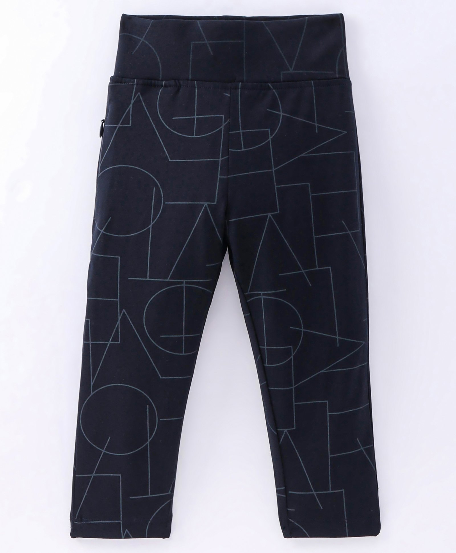 Doreme  Single Jersey Knit Full Length Leggings with Abstract Print  - Navy-picture-21