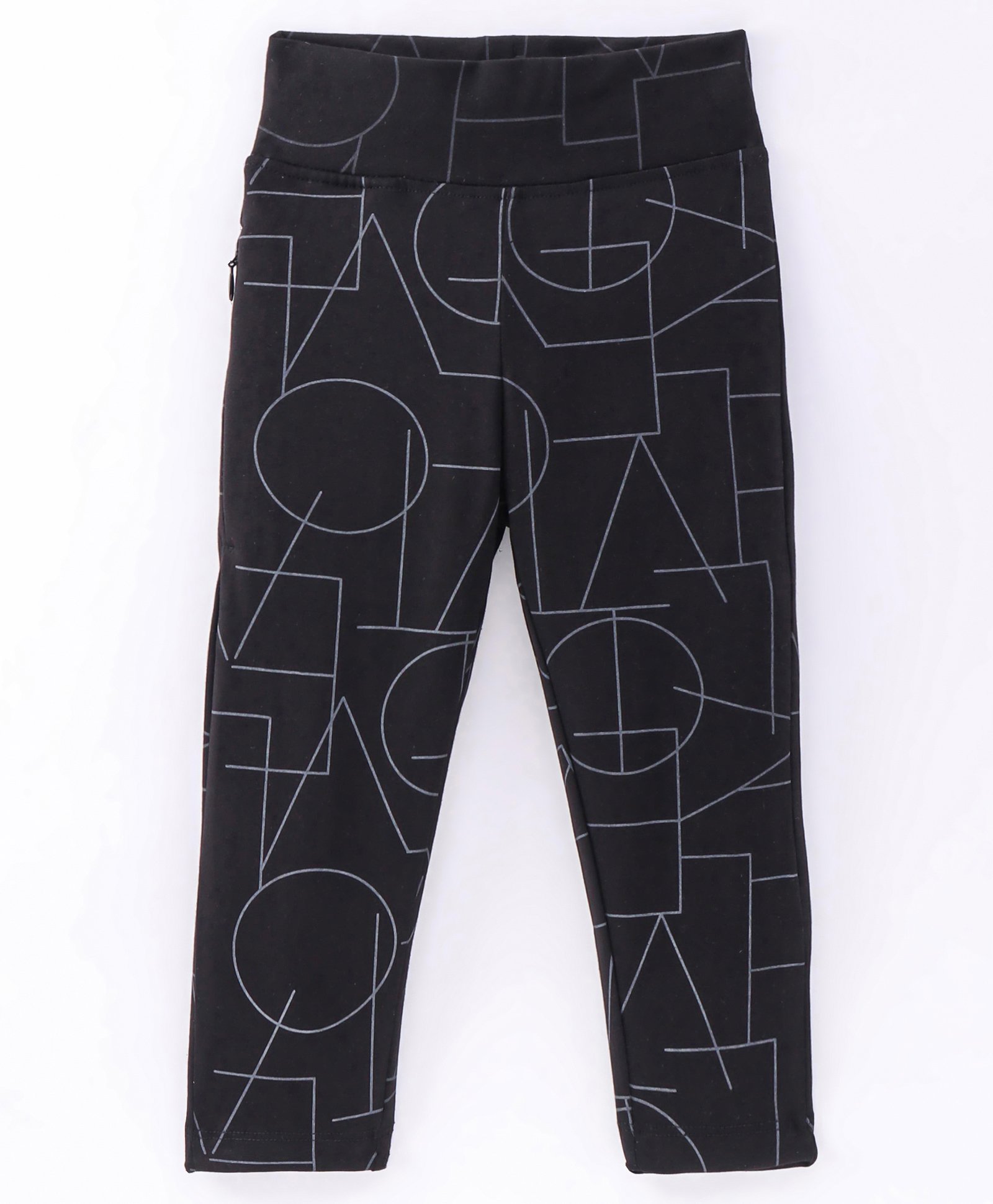 Doreme  Single Jersey Knit Full Length Leggings with Abstract Print  - Black-picture-14