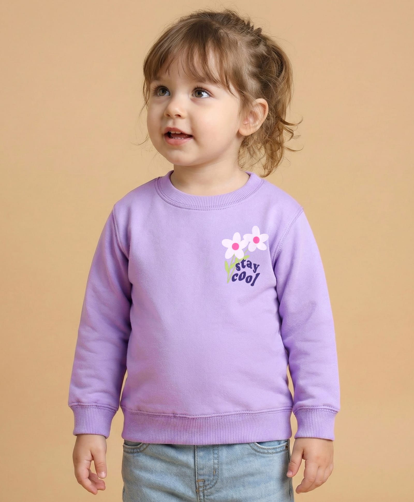 Doreme Terry Knit Full Sleeves Sweatshirt With Front & Back Floral Print - Lilac-picture-26