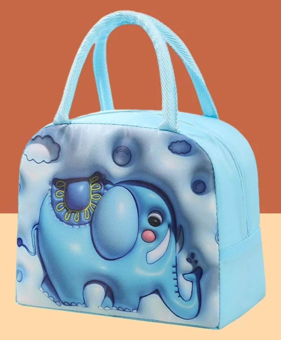 Butterthief 3D Elephant Printed Insulated Leak Proof Lunch Box Bag for School Kids - Color May Vary-picture-27