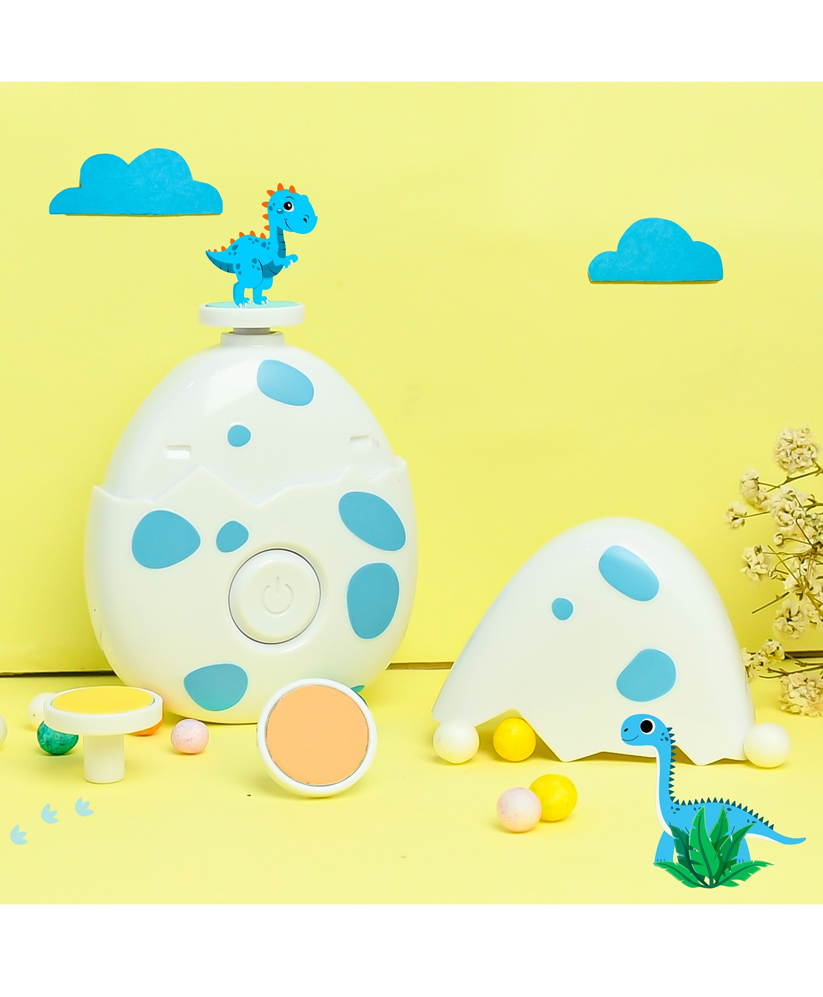 THE LITTLE LOOKERS Electric Baby Nail Trimmer I Newborn Nail Clipper with 3 Interchangeable Grinding Heads for Newborns/Infants/Toddlers/Kids/Adults (Dino Egg-Blue)-picture-42