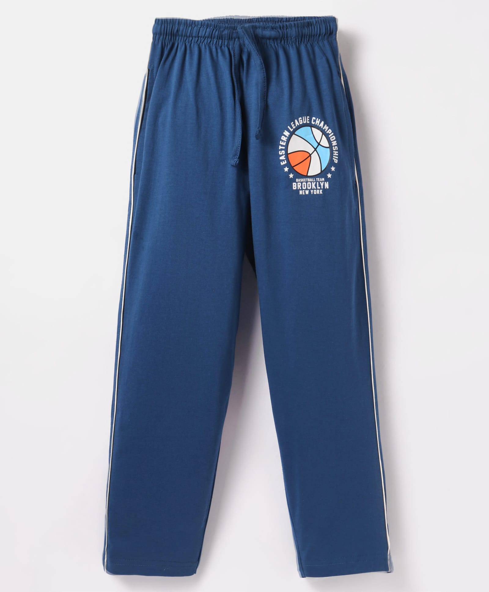 Taeko Single Jersey Knit Full Length Lounge Pant With Basketball Print - Navy-picture-7