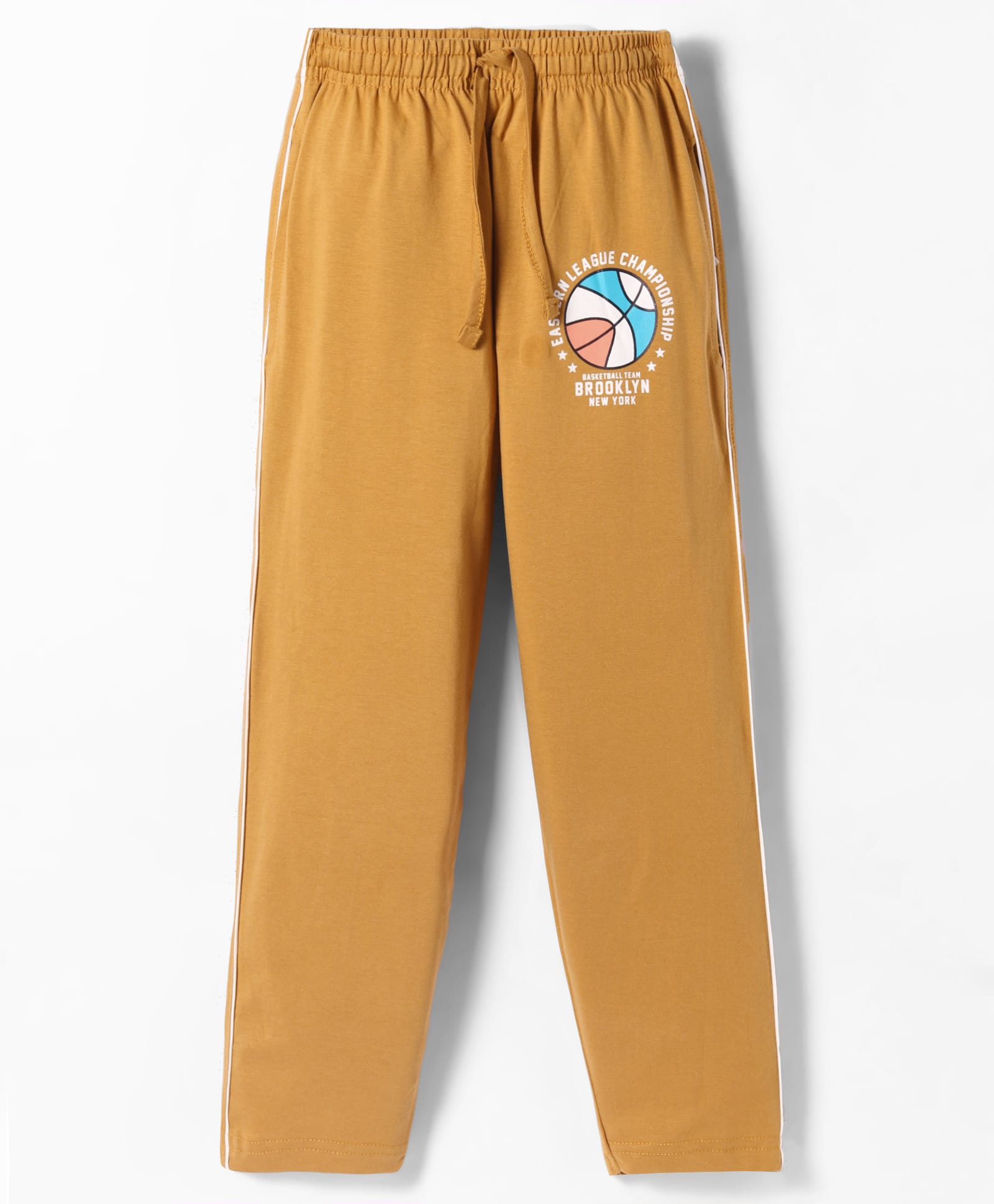 Taeko Single Jersey Knit Full Length Lounge Pant With Basketball Print - Dark Yellow-image-41