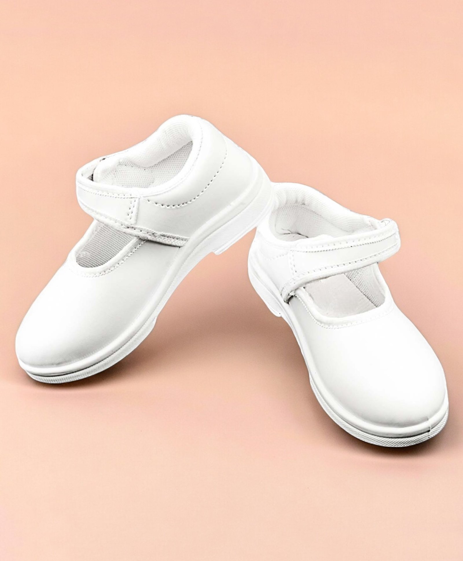 Priaansha Kids Velcro Closure School Shoes - White
