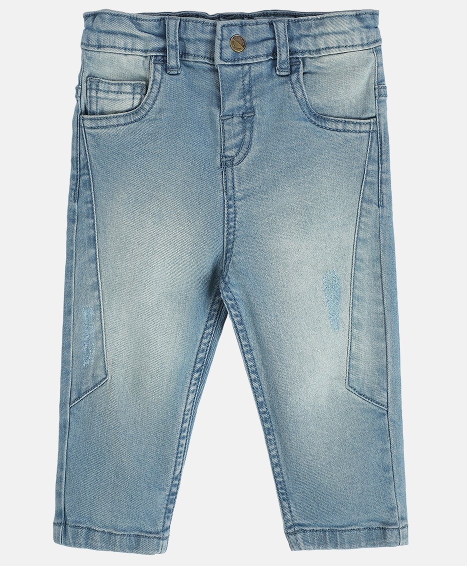 MINI KLUB Cotton Full Length Light Washed Woven Denim Jeans - Blue-picture-17