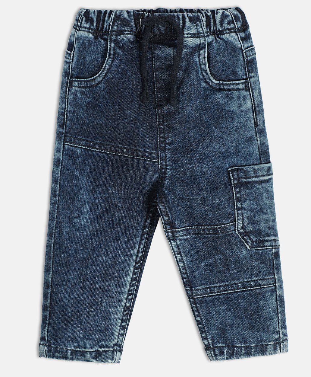 MINI KLUB Cotton Full Length Light Washed Woven Denim Jeans - Teal Blue-picture-21