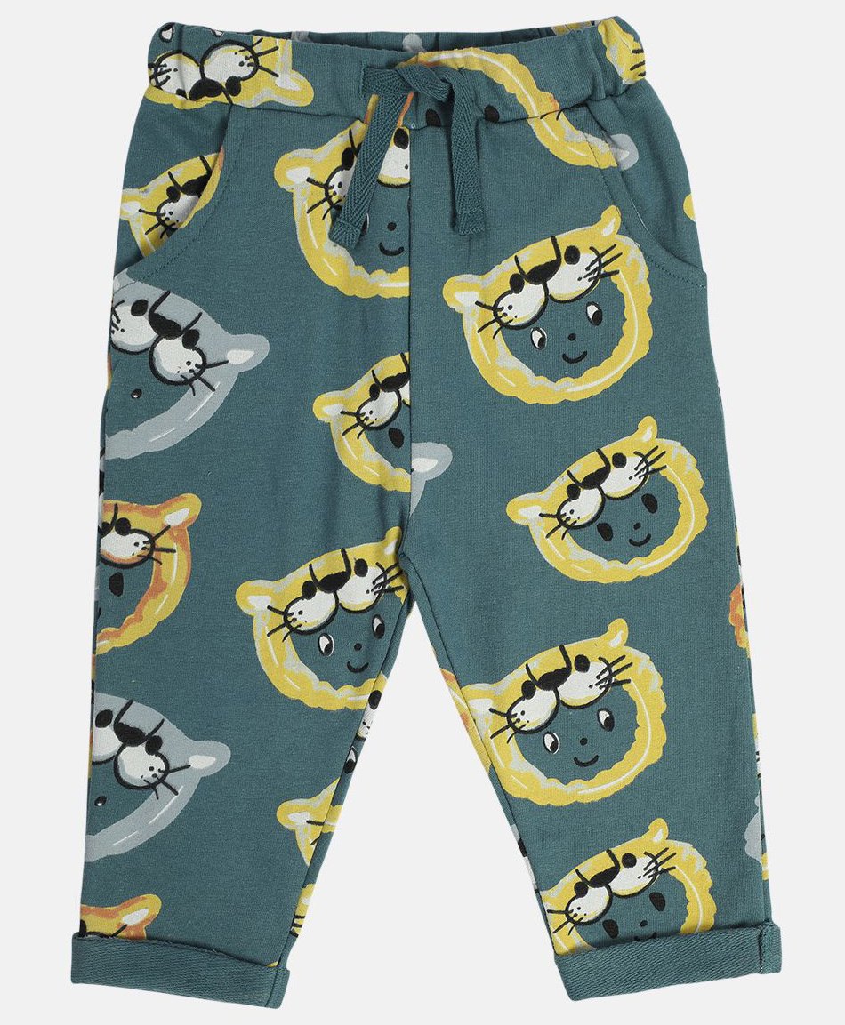 MINI KLUB Cotton Full Length Animal Printed Pant - Blue-picture-16