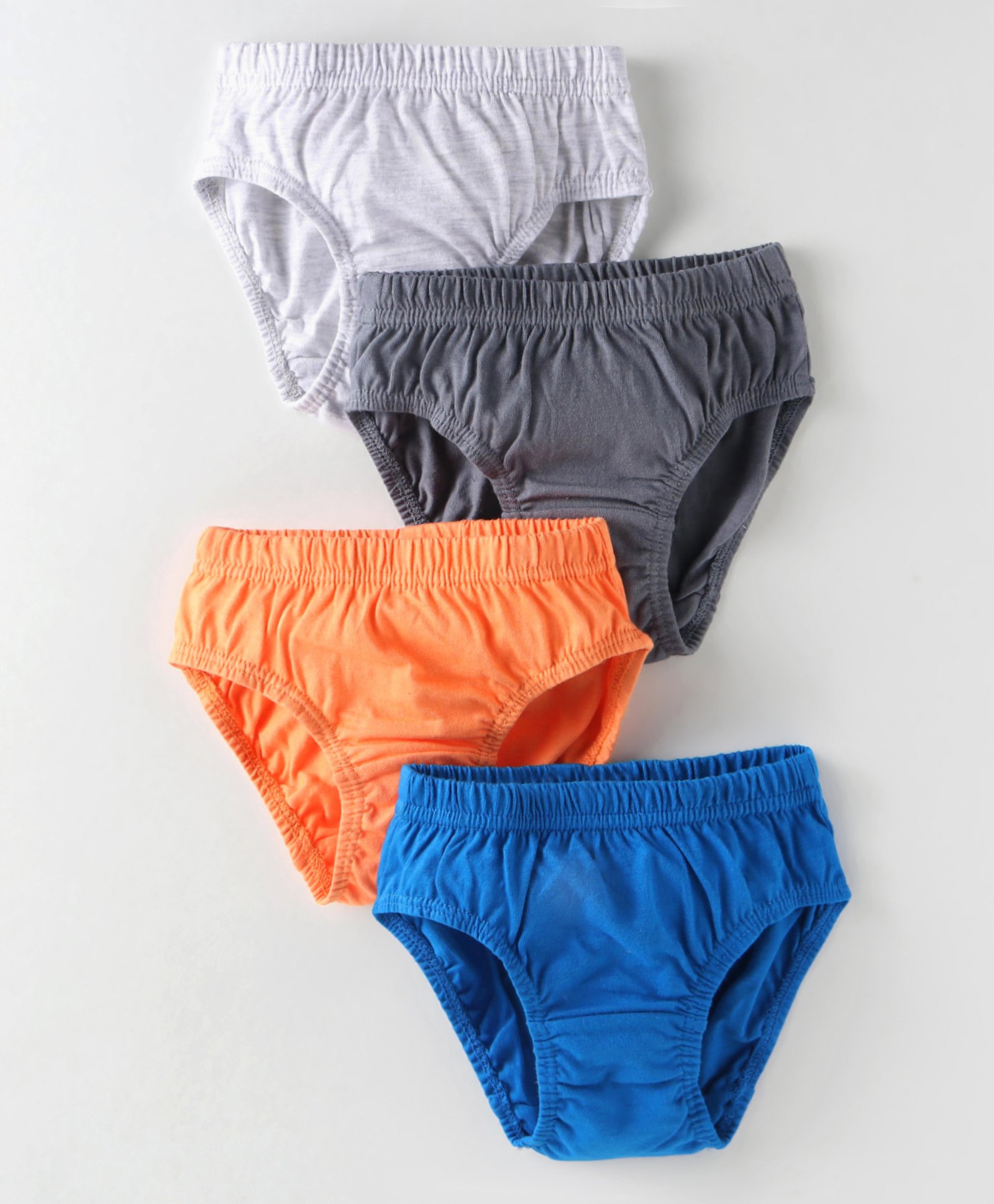 Bodycare Cotton Knit Solid Colour Briefs Pack of 4 - Grey Orange & Blue-image-8
