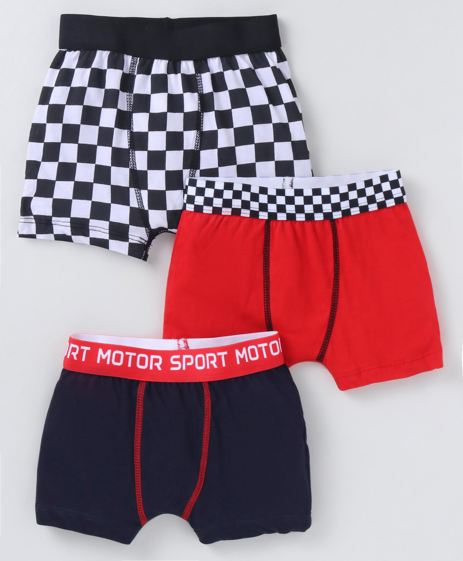 Bodycare Cotton Knit Boxers With Checks Pack of 3 -White Navy Blue & Red-image-37