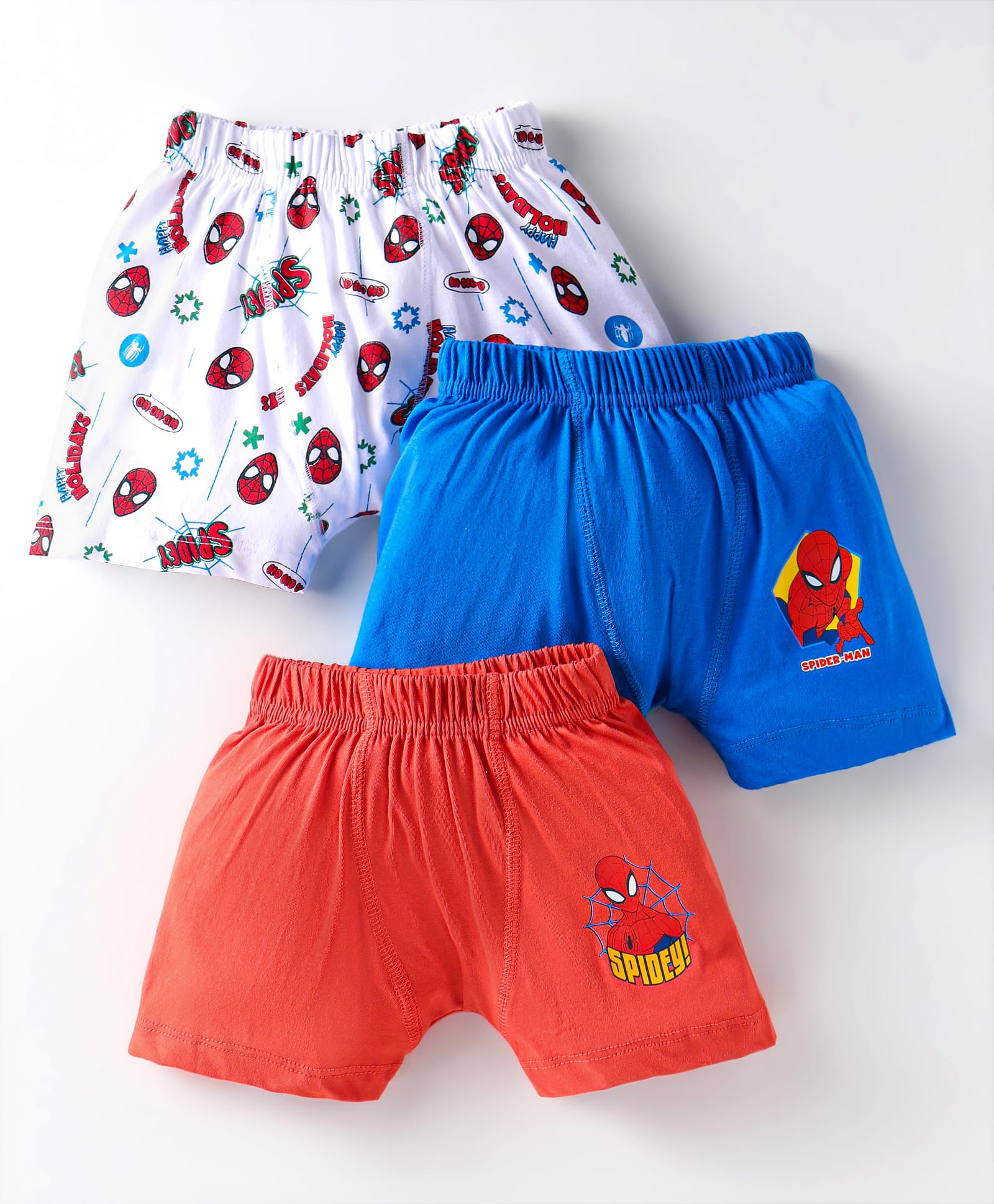 Bodycare Cotton Knit Boxers with Spiderman Print Pack of 3 - Blue Red & White-image-42