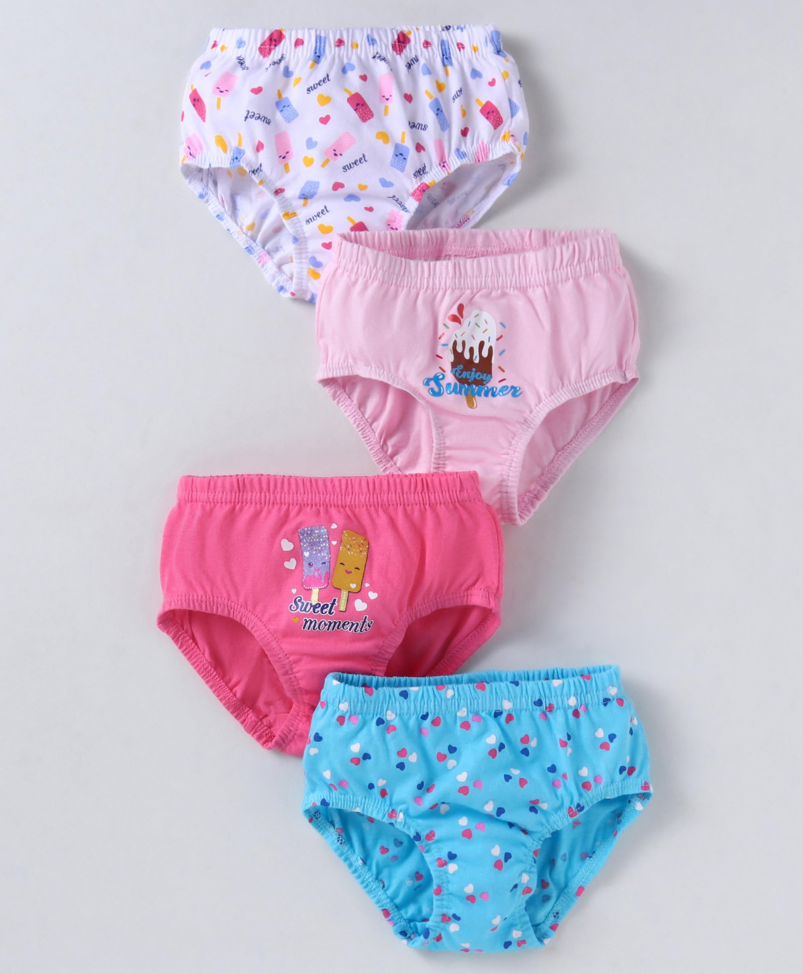 Bodycare Cotton Knit Panties Text & Heart Print Pack of 4 - Pink White & Sky Blue-picture-16
