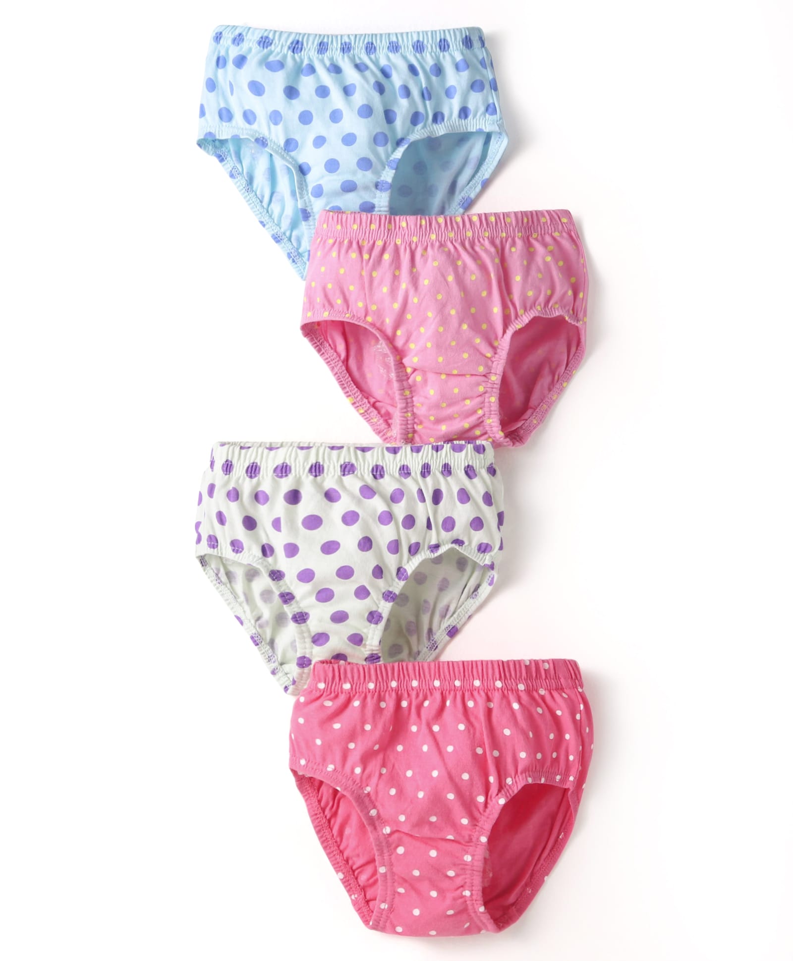 Bodycare Cotton Knit Panties With Polka Dot Print Pack of 4 - Light Blur Pink & White-image-33