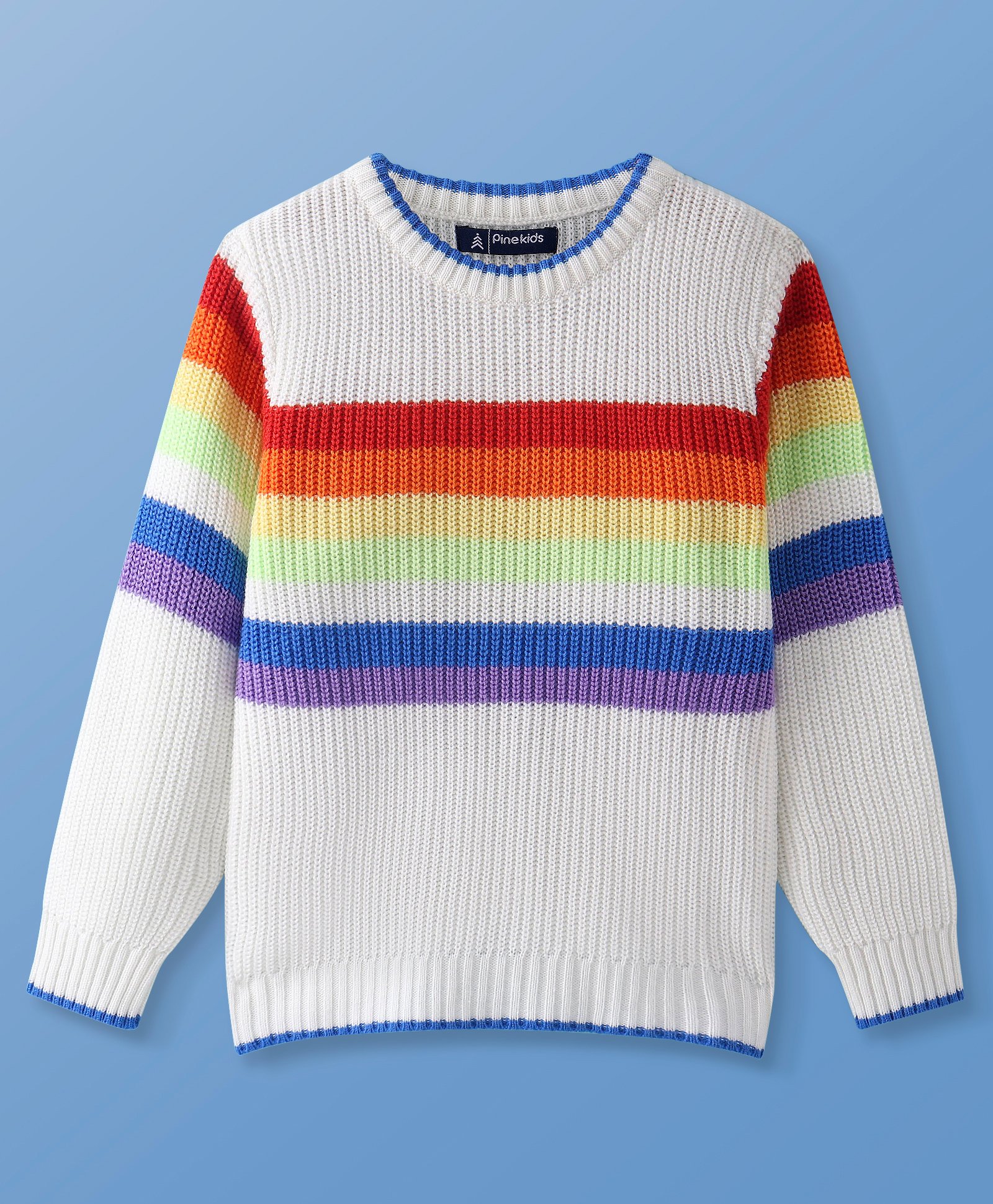 Pine Kids Knitted Full Sleeves Color Block Designed Sweater - White-image-42