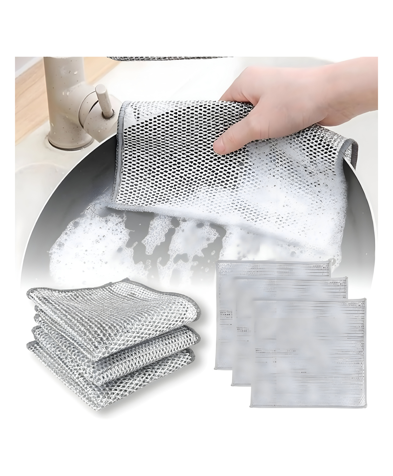 COZY VIBES 10PCS Non Scratch Dish wash Cloths for Kitchen | Double Layer Scrubber Dish Cloth for Utensils | Reusable Mesh Wire Cloth for Kitchen | Metal Wire Cleaning Cloth - Pack of 1 - Color May Vary-image-19