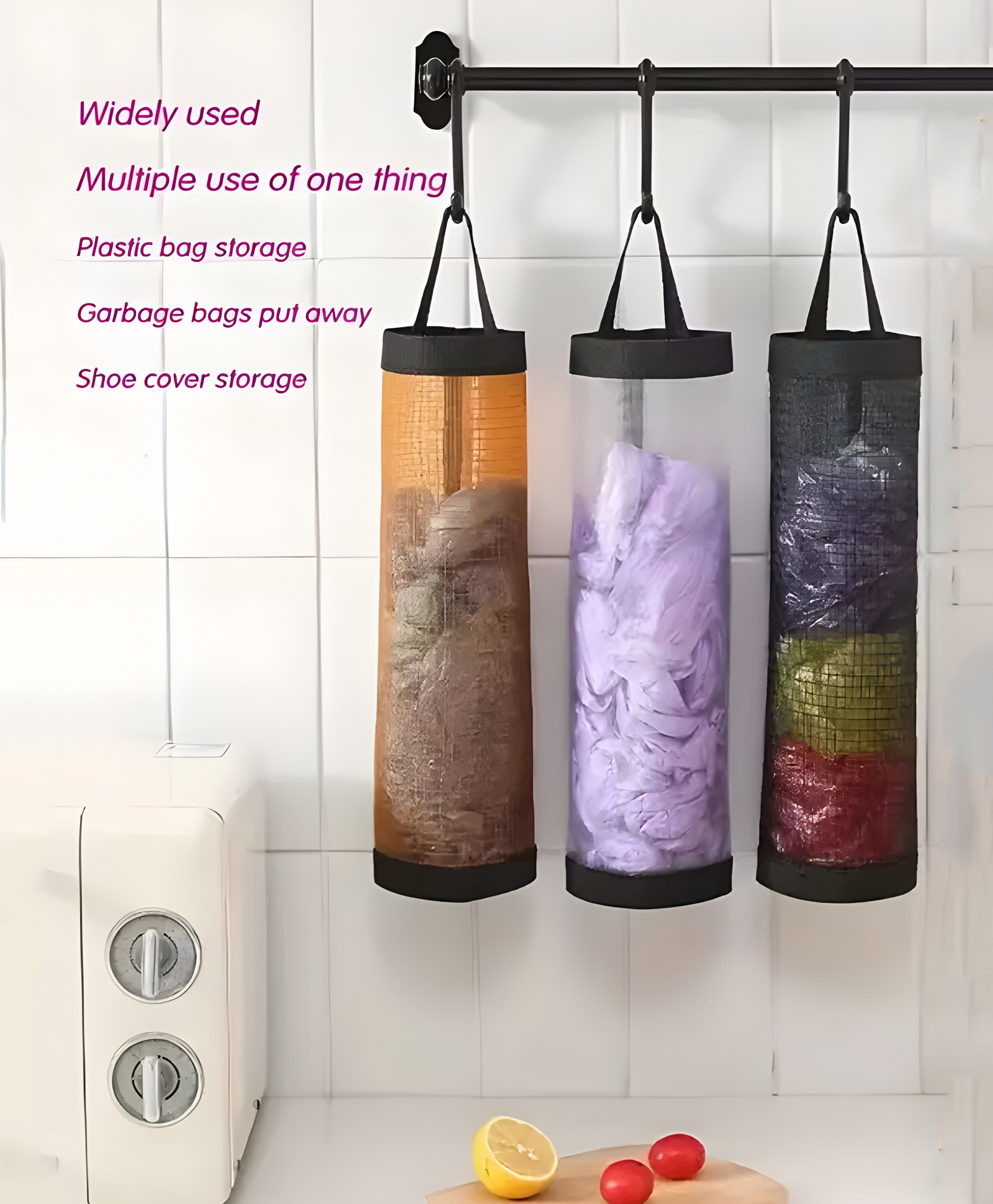 COZY VIBES Removable Hanging Garbage Bag Storage Kitchen Garbage Organizer Plastic Bag Holder Collection Storage Bag - Pack of 1 - Color May Vary-image-16