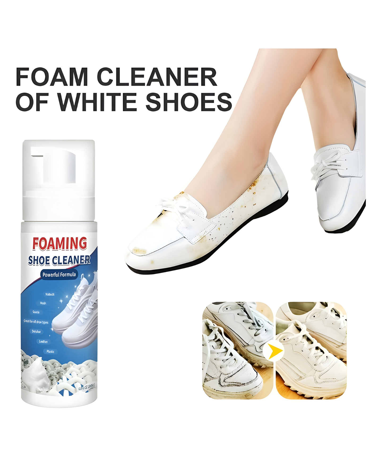 COZY VIBES 1 Bottle Athletic Shoe Cleaner, White Shoe Cleaning Solution, Removes Dirt And Stains, Gentle Formula, Easy To Use, Suitable For Various Shoe Styles, Ideal For Shoe Cleaning - PACK OF 1  -COLOR MAY VARY-image-41