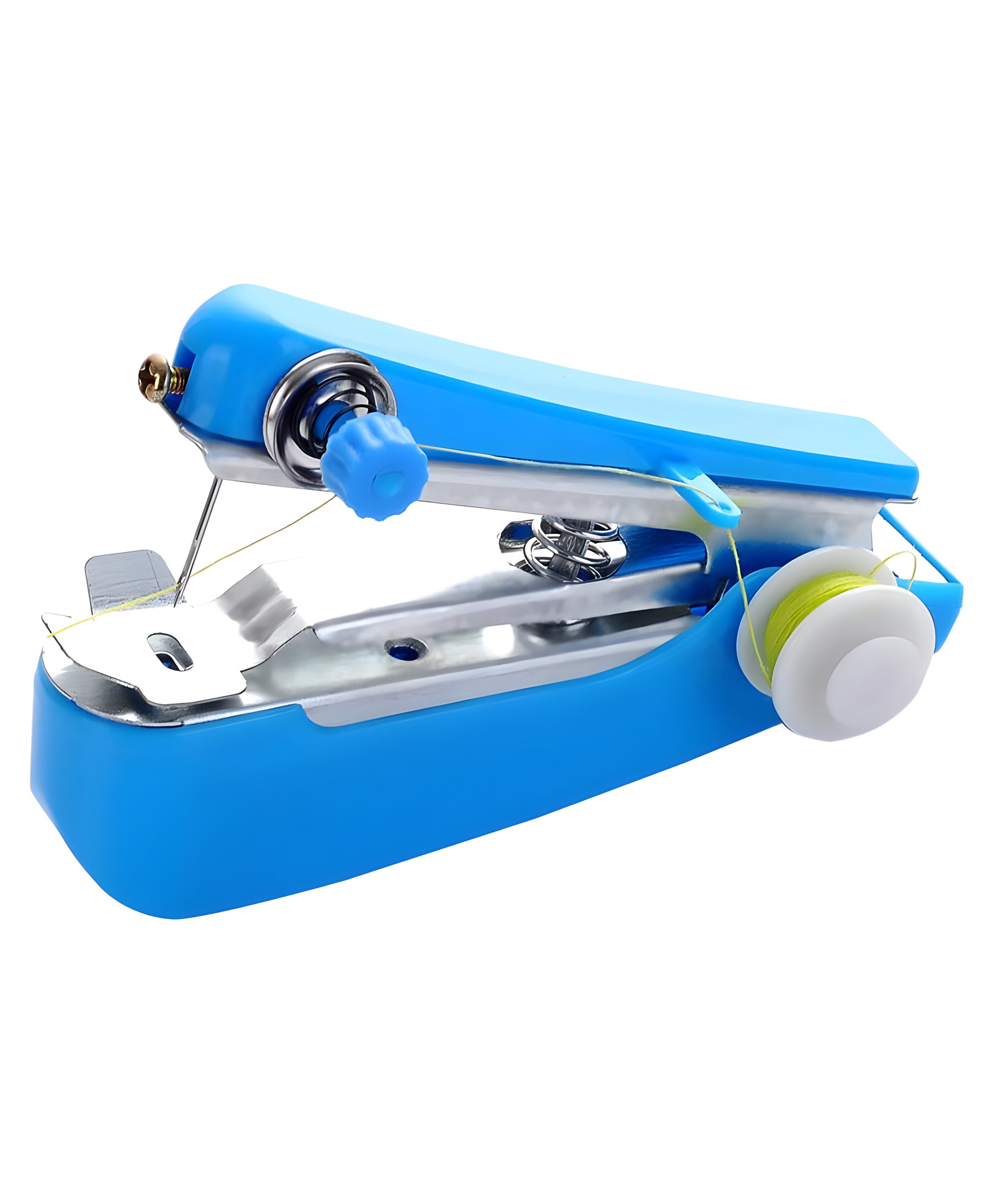 COZY VIBES Manual Mini Handheld Sewing Machine Portable Handheld Stitch Machine Fabric Curtains Cordless Manual Stitch Household Tool Fabric Clothing Crafts Home Travel Use Anytime - PACK OF 1 - COLOR MAY VARY