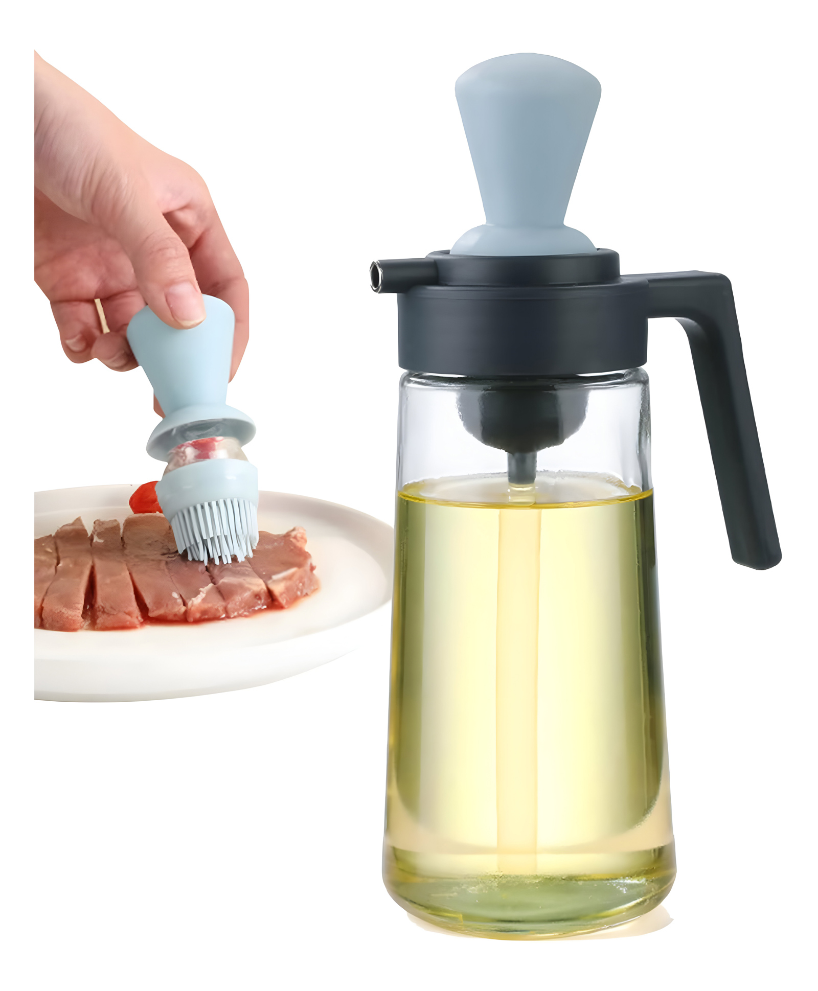 COZY VIBES Oil Dispenser Bottle Glass Cooking Oil Bottle, Dispenser with Silicone Brush, Dropper Measuring Oil Dispenser For Kitchen Baking BBQ Pastry Frying Pan Air Fryer Cooking Grill - PACK OF 1 - COLOR MAY VARY-image-3