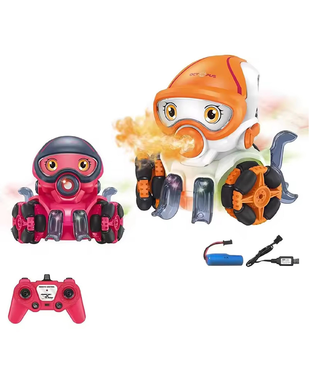 AKN TOYS Electric Remote Control 8 Channels Universal Wheel Light Music Spray Octopus Robot Toys rc Stunt Car for Kid( COLOR MAY VARY )-image-12