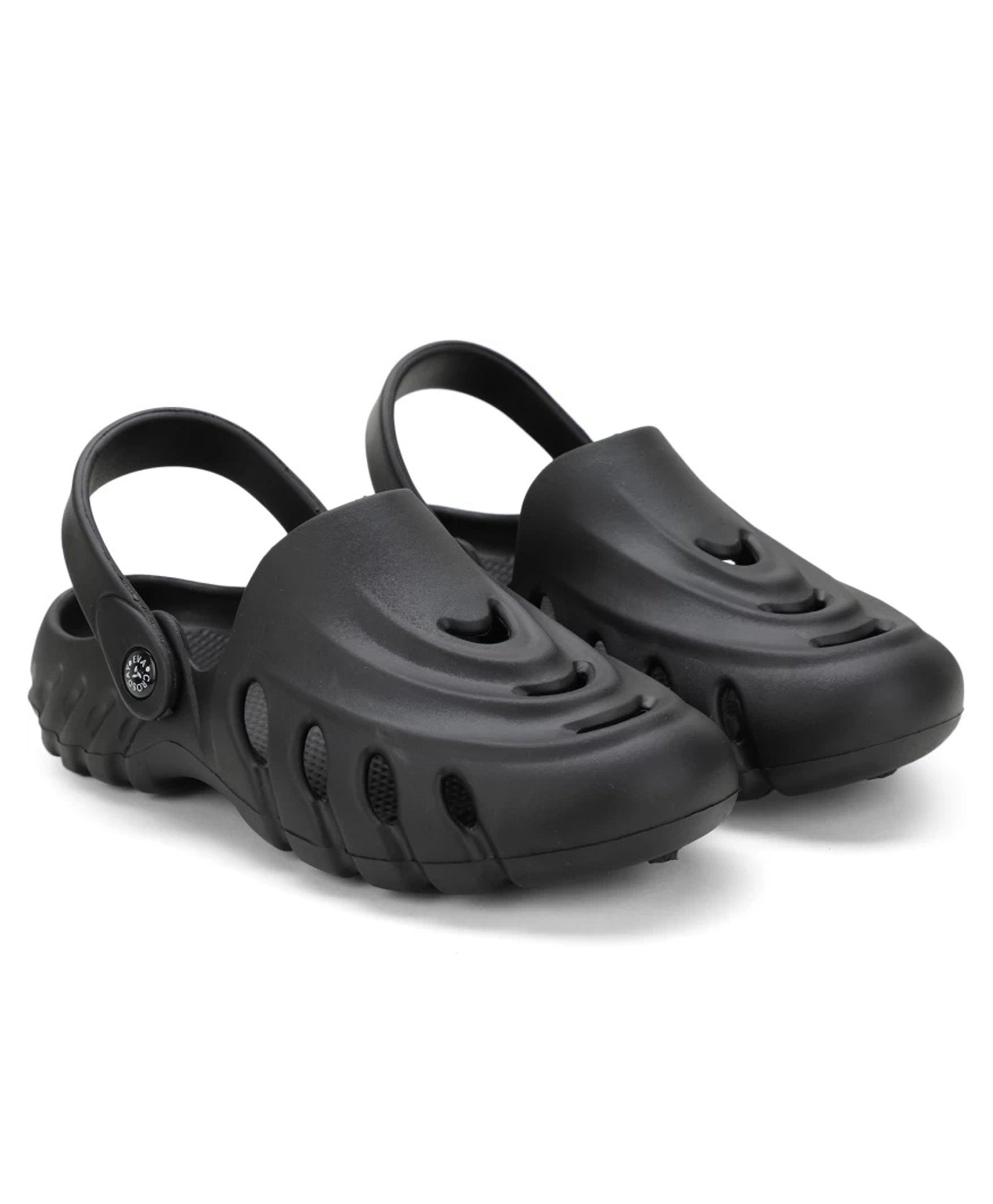 Priaansha Kids Perforated Wave Design Clogs - Black-picture-22
