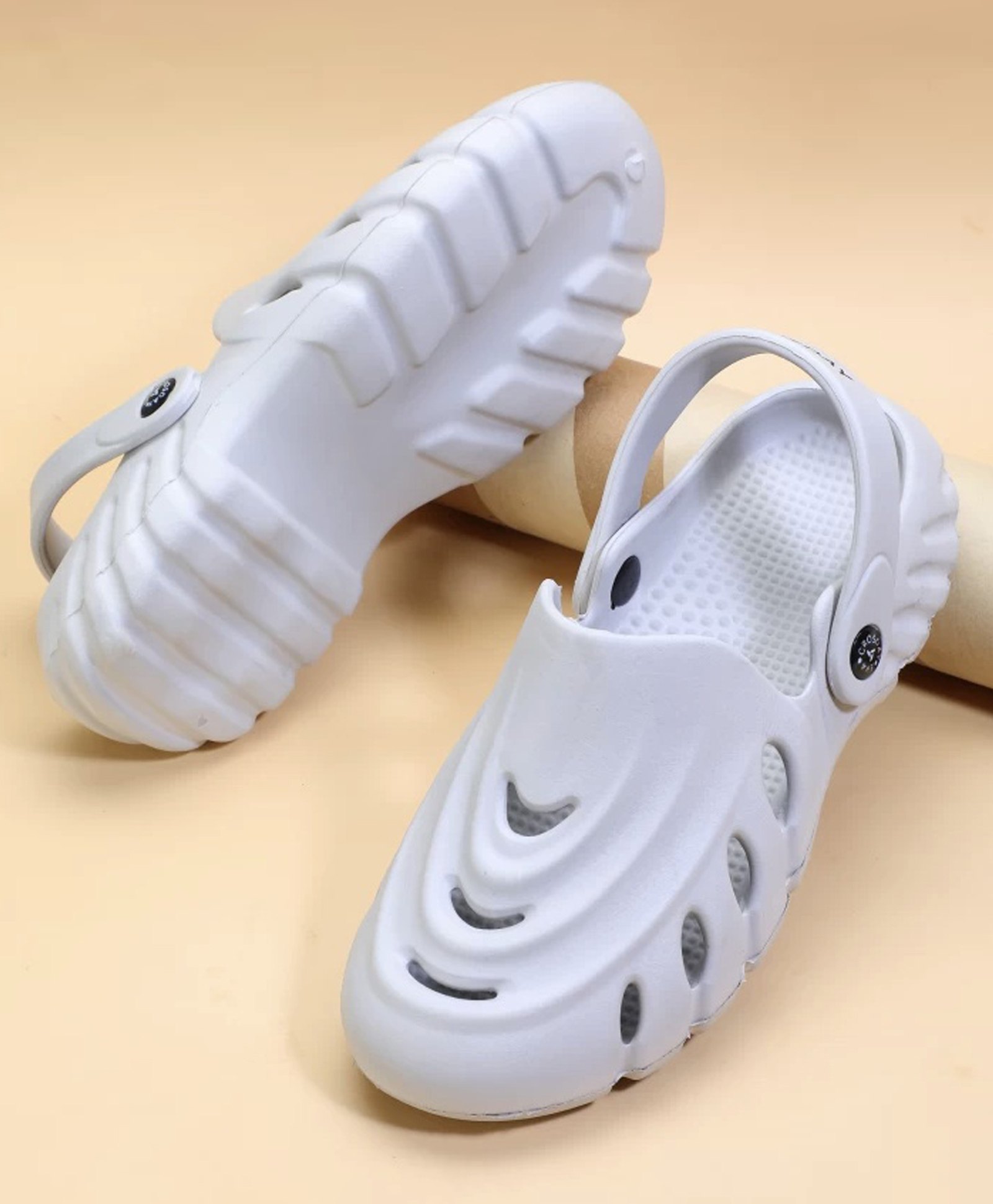 Priaansha Kids Perforated Wave Design Clogs - Light Grey-picture-21