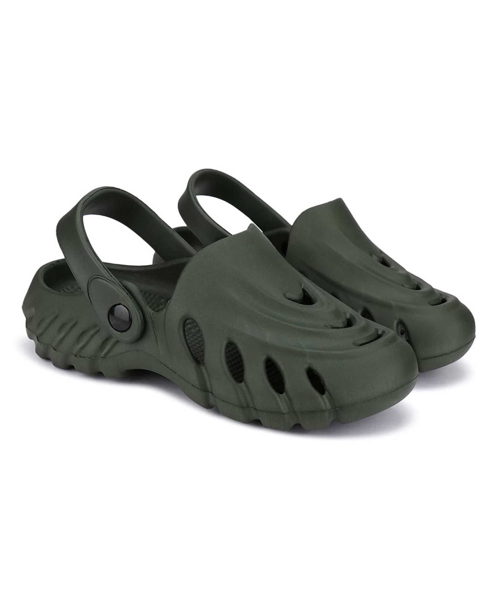 Priaansha Kids Perforated Wave Design Clogs - Green-picture-16