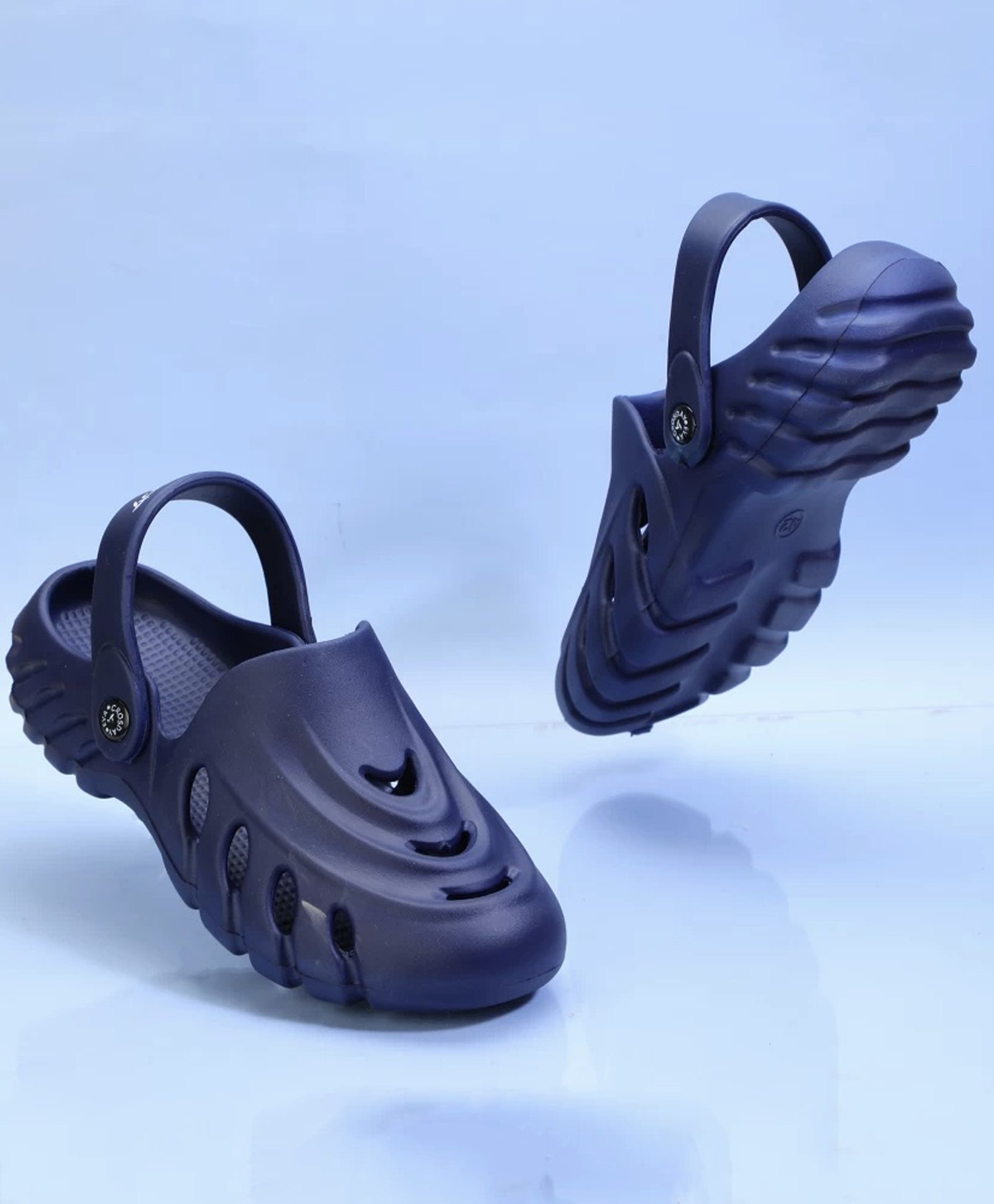 Priaansha Kids Perforated Wave Design Clogs - Navy Blue-image-16