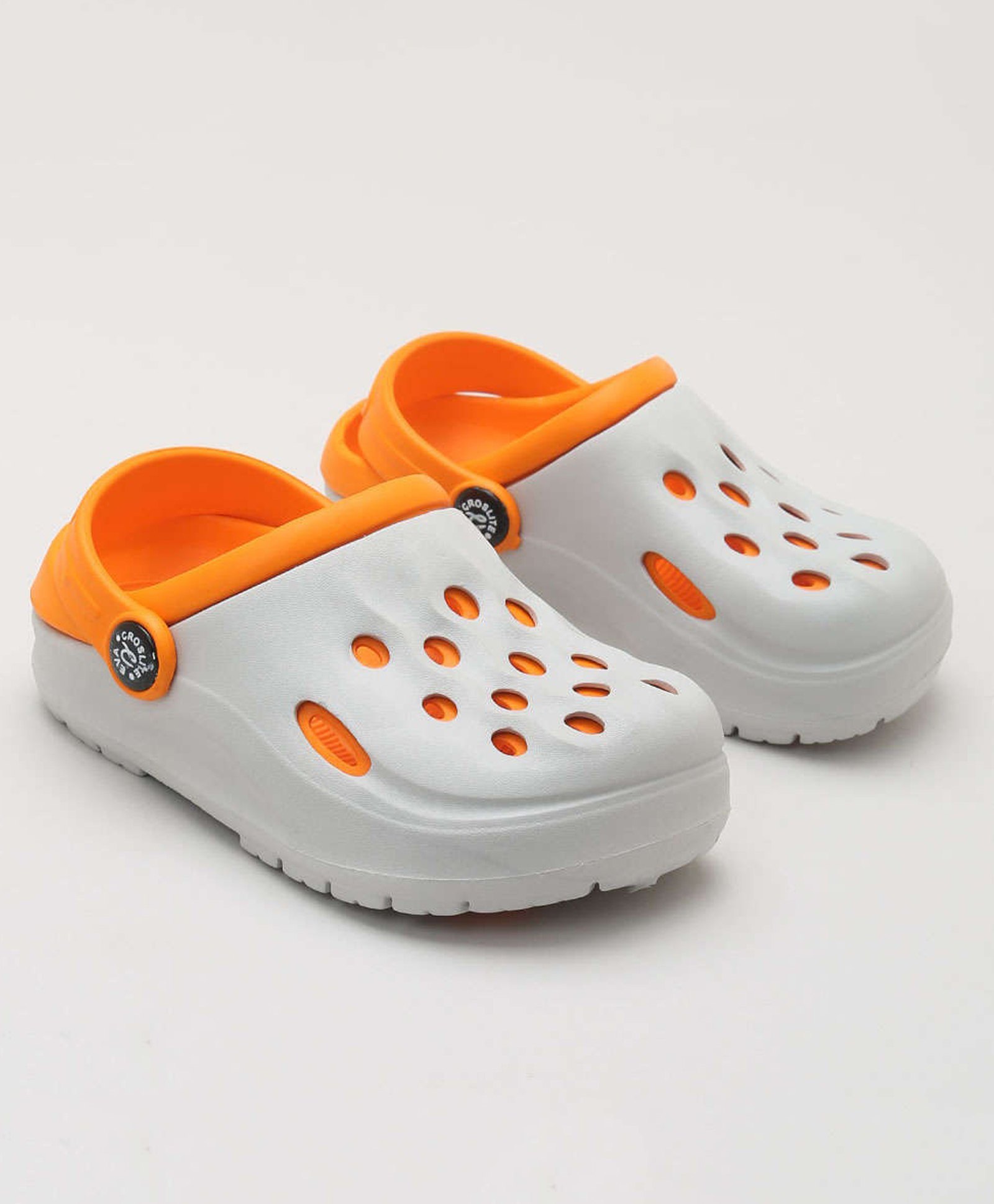 Priaansha Kids Colour Blocked Sling Back Clogs - Grey & Orange-image-2