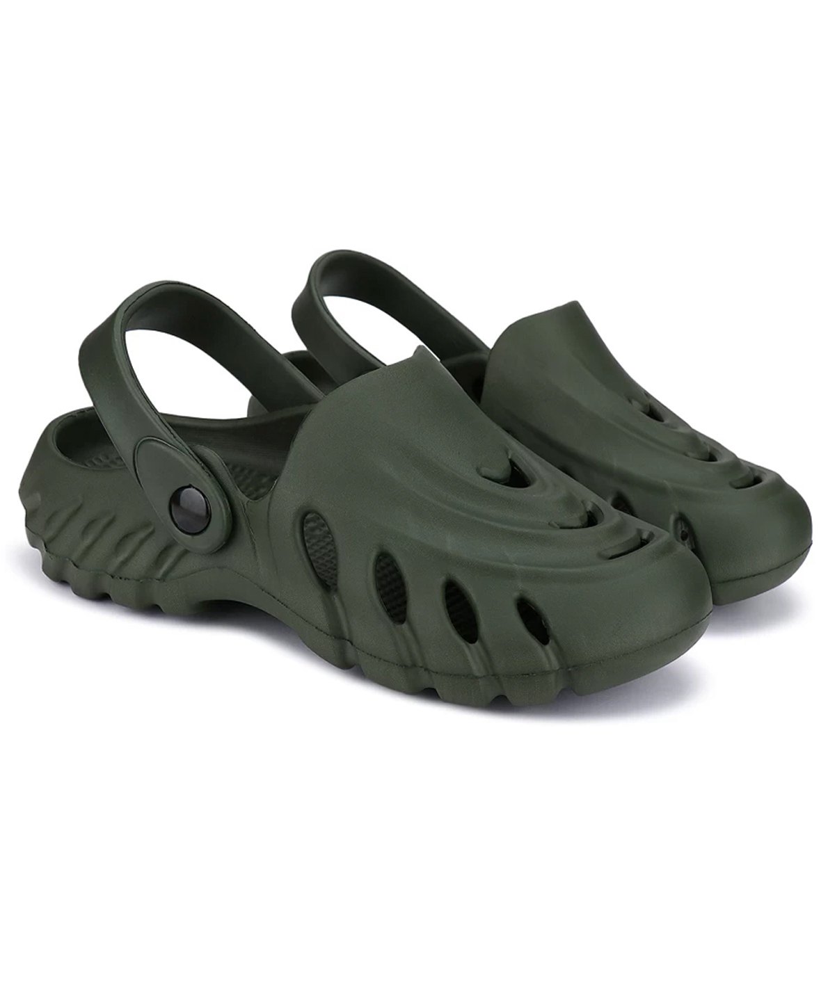 Priaansha Kids Wave Design Detailed Clogs - Olive Green-picture-16