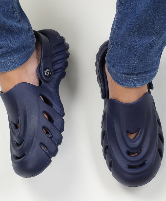 Priaansha Kids Wave Design Detailed Clogs - Navy Blue-picture-15