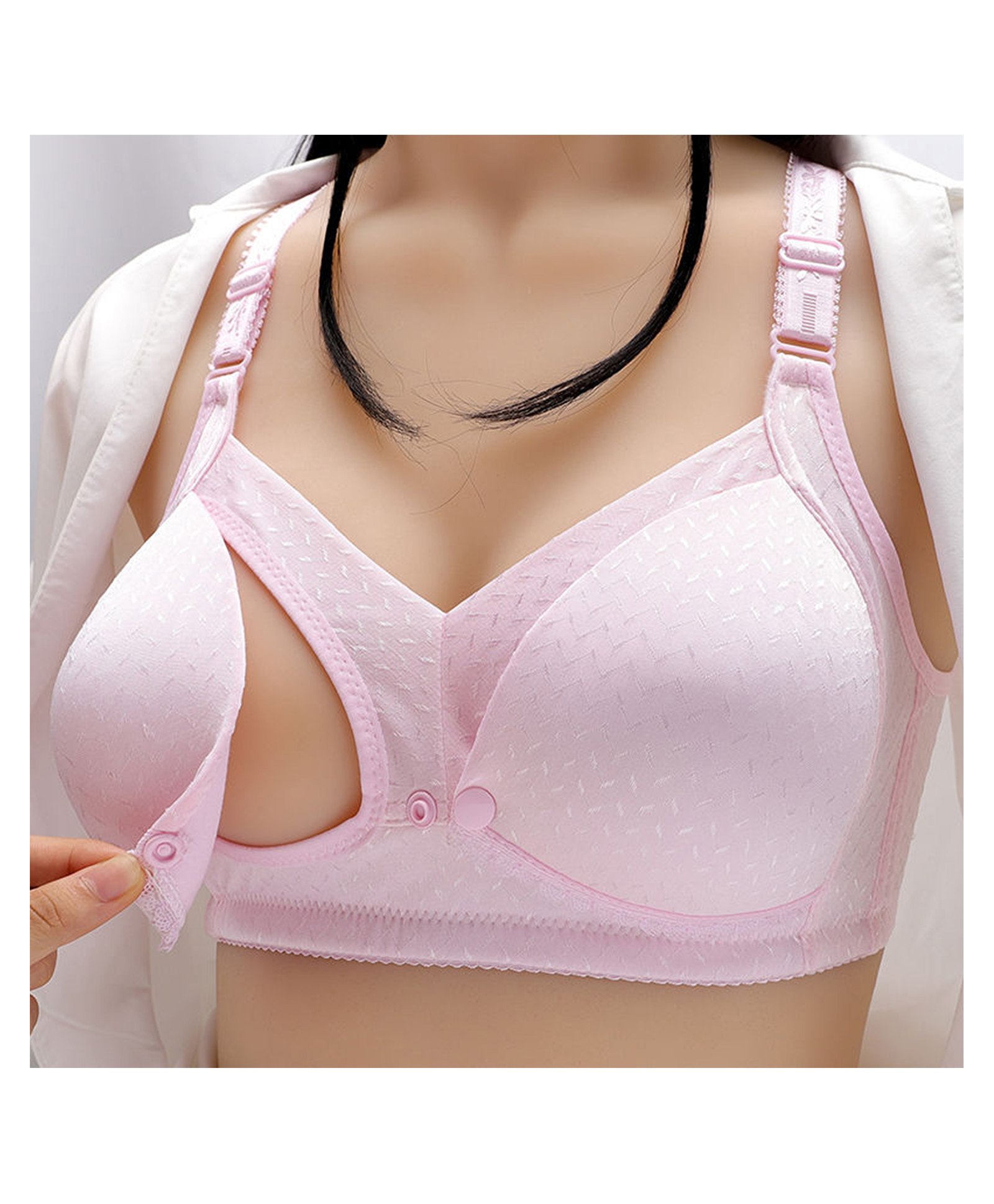 Bembika Wirefree Full Cover Lace Detailed Maternity Nursing Bra - Light Purple-image-11