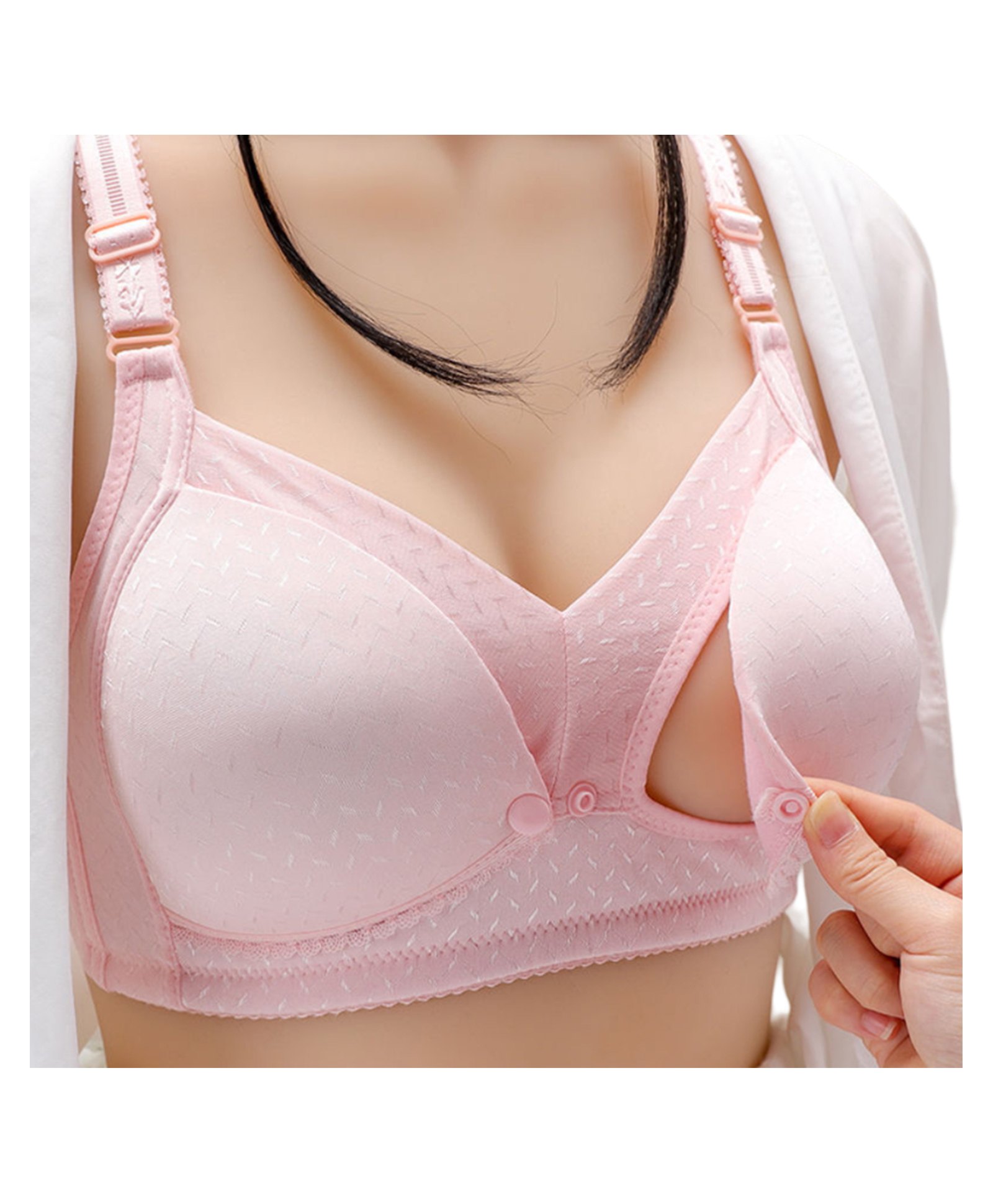 Bembika Wirefree Full Cover Lace Detailed Maternity Nursing Bra- Pink-image-1
