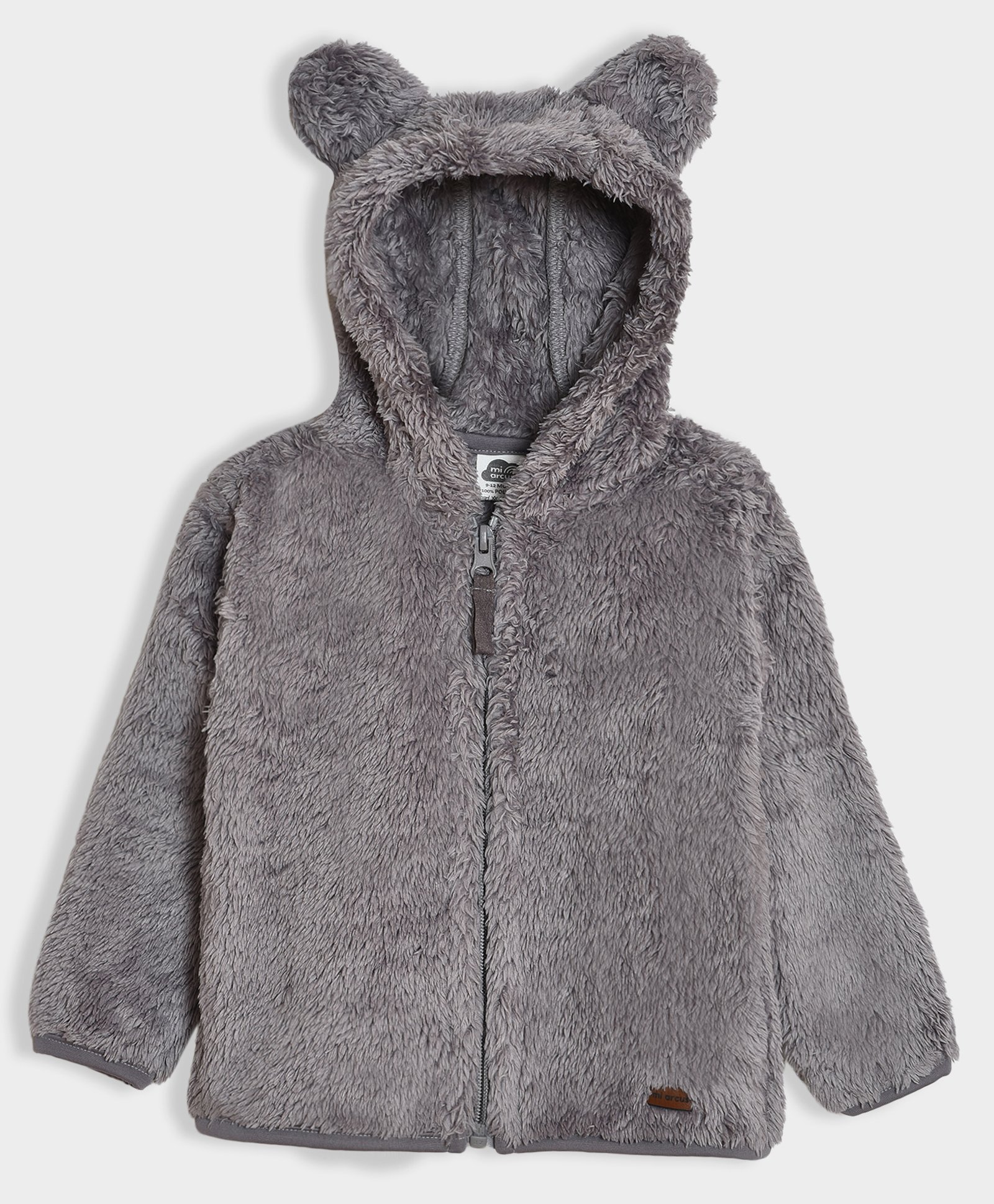 Mi Arcus Full Sleeves Solid Fur Hooded Jacket - Grey-picture-20