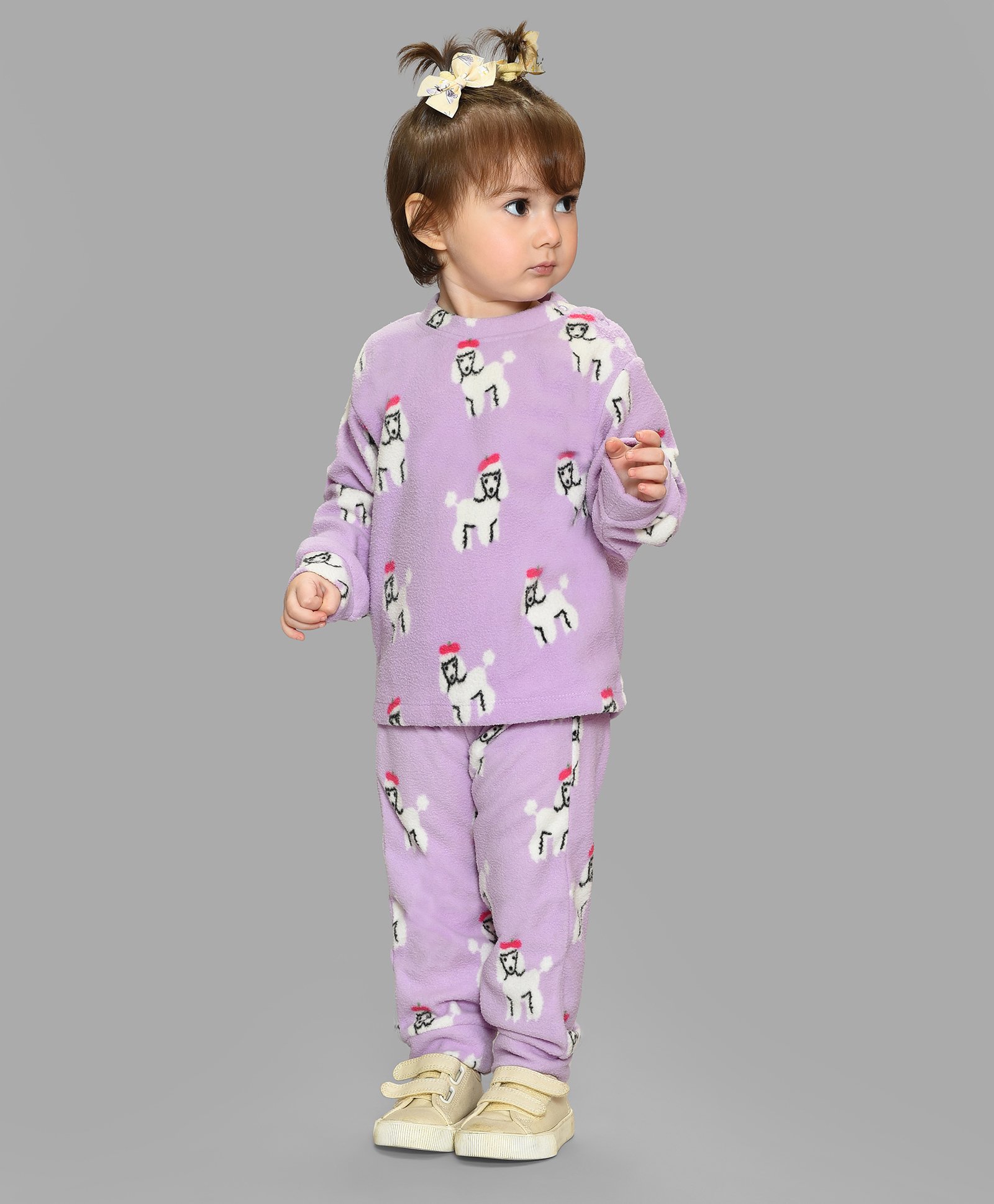 Mi Arcus Full Sleeves Animal Printed Sweatshirt & Coordinating Pajama Set - Lavender-image-37