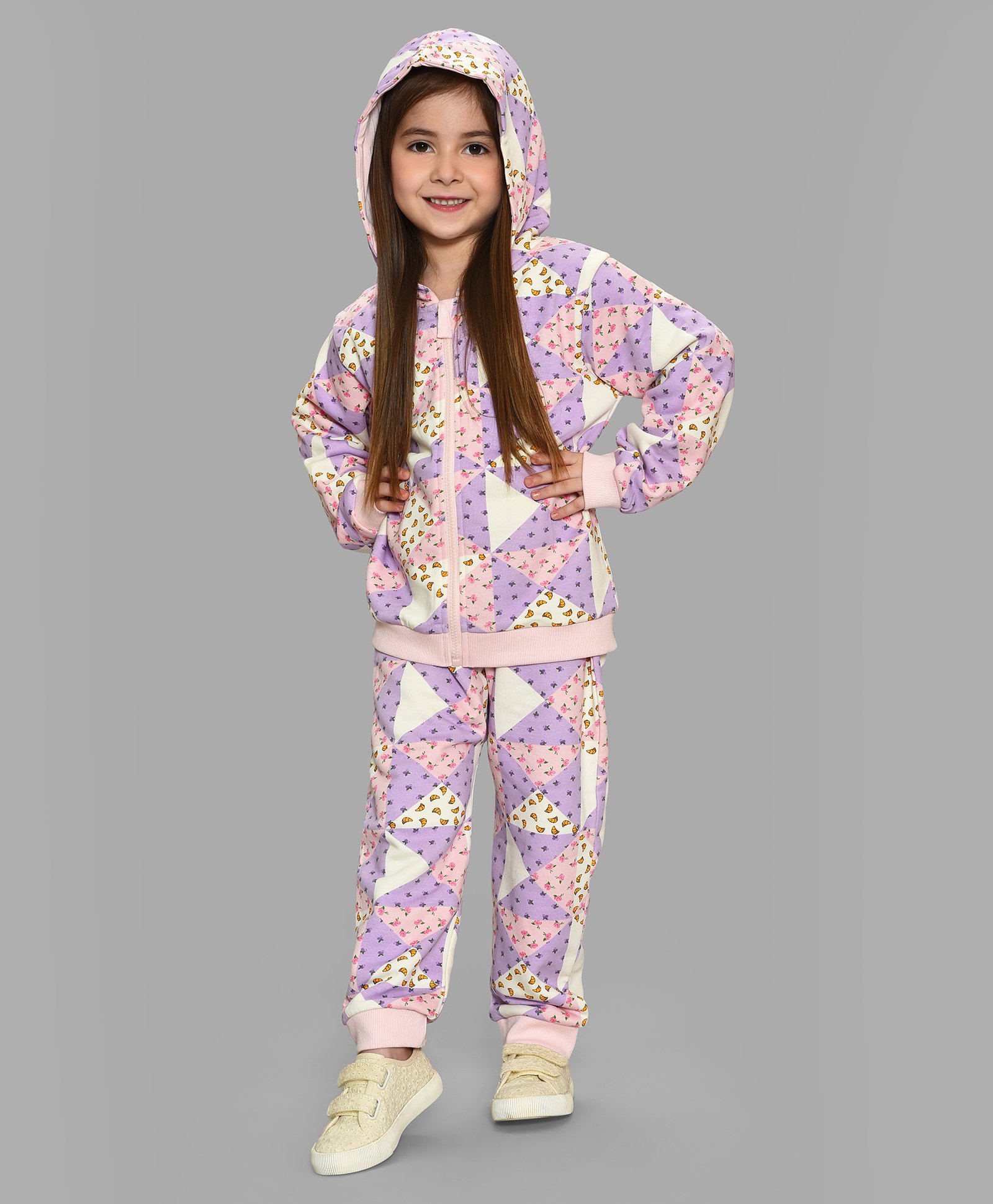 Mi Arcus Full Sleeves Printed Hooded Sweatshirt & Coordinating Joggers Set - Multi Color-image-30