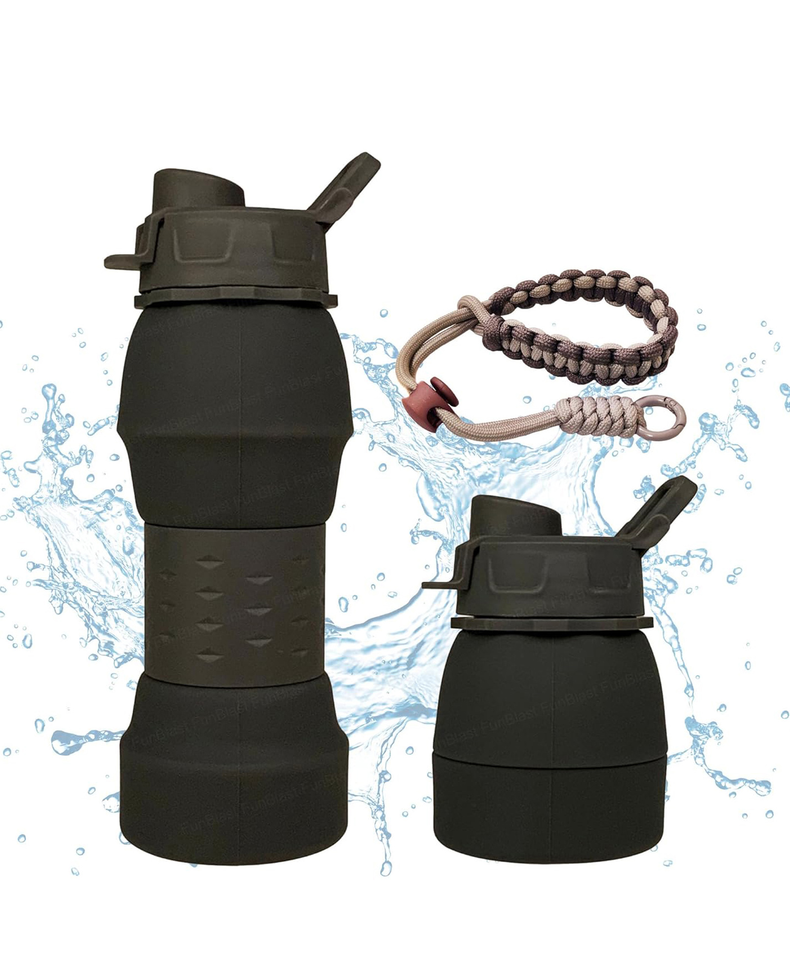 Bunie Stylish Collapsible Silicone Sipper Bottle with Wrist Strap  Pack of 1 Black-image-36