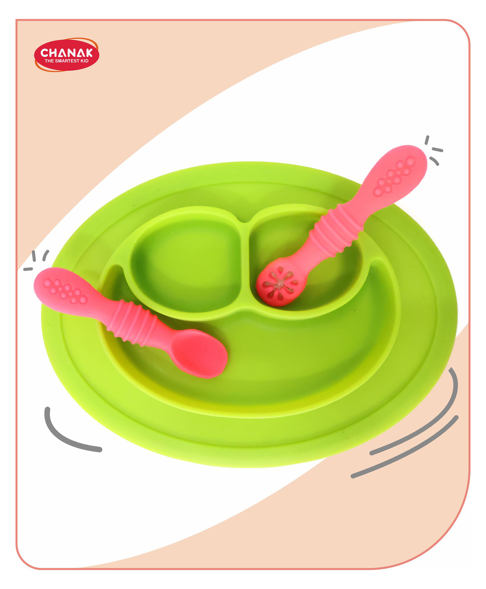 Aditi Toys Oval Baby Food Tray, Silicon Food Plate with Multiple Compartments & Two Spoons, Silicone Plate for Feeding Baby, Easy to Clean Silicon Plate Microwave & Dishwasher Safe. (Light Green)-image-48