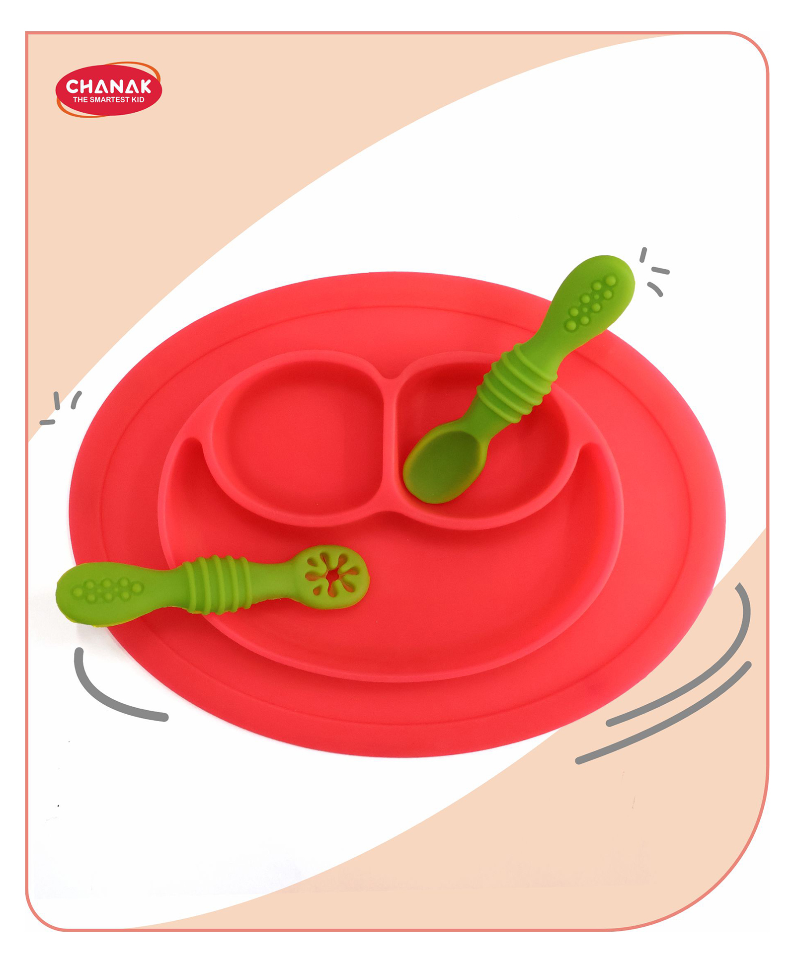 Aditi Toys Oval Baby Food Tray, Silicon Food Plate with Multiple Compartments & Two Spoons, Silicone Plate for Feeding Baby, Easy to Clean Silicon Plate Microwave & Dishwasher Safe. (Dark Pink)-image-30