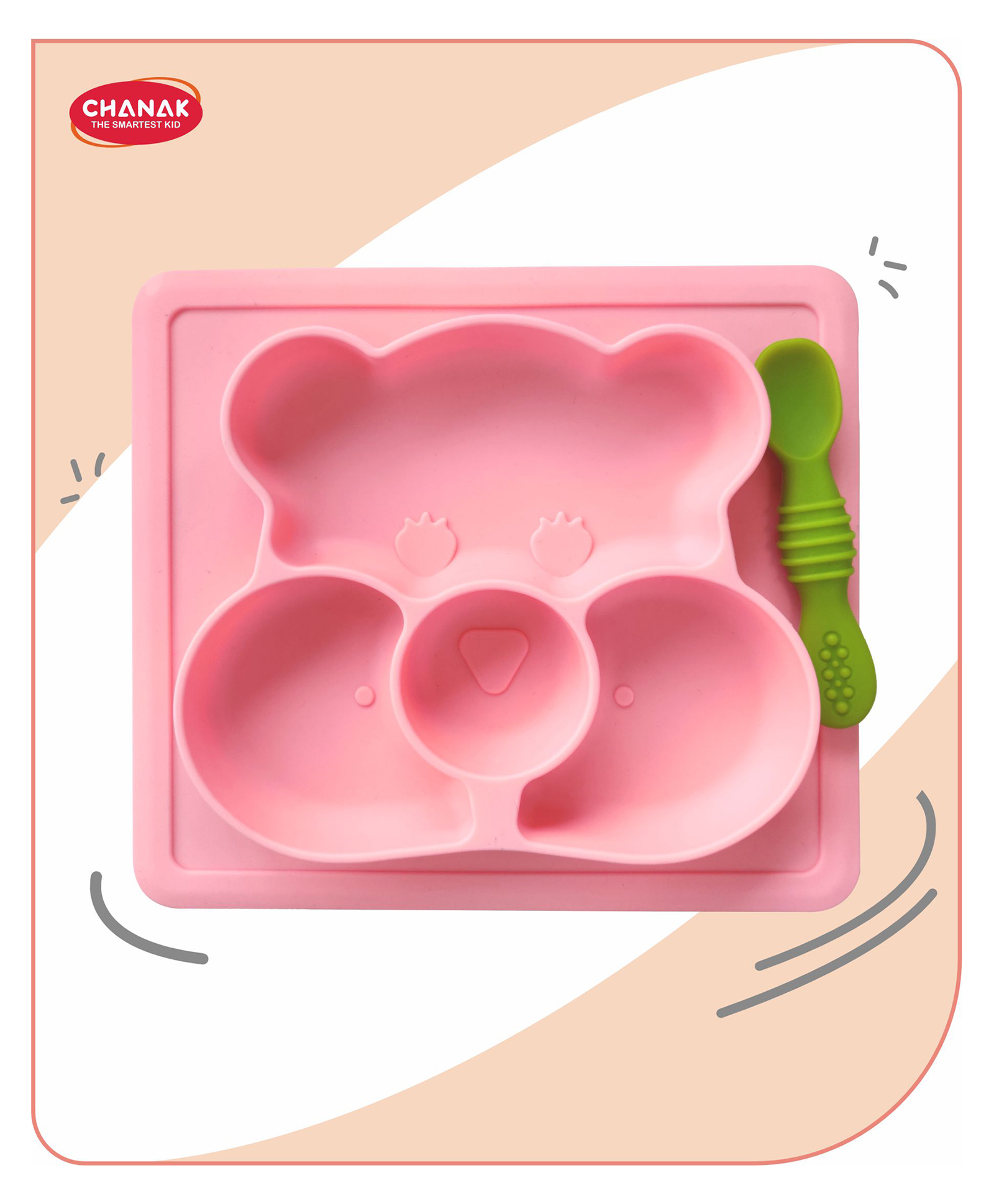 Aditi Toys Square Baby Food Tray, Silicon Food Plate with Multiple Compartments & Two Spoons, Silicone Plate for Feeding Baby, Easy to Clean Silicon Plate Microwave & Dishwasher Safe. (Lihgt Pink)-image-12
