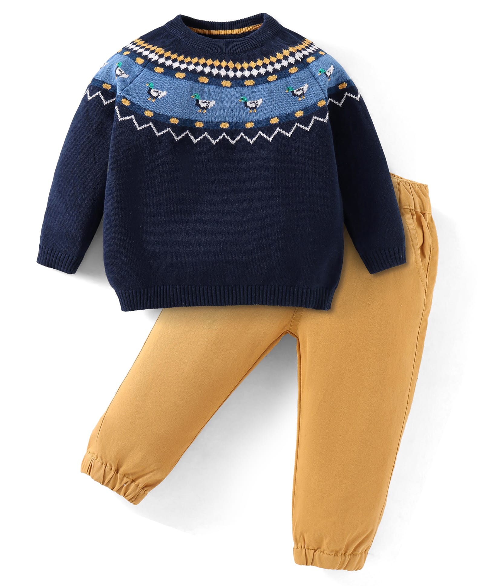 ToffyHouse Knitted Full Raglan SleevesWinter Wear Suit with Duck Design - Navy Blue-picture-25