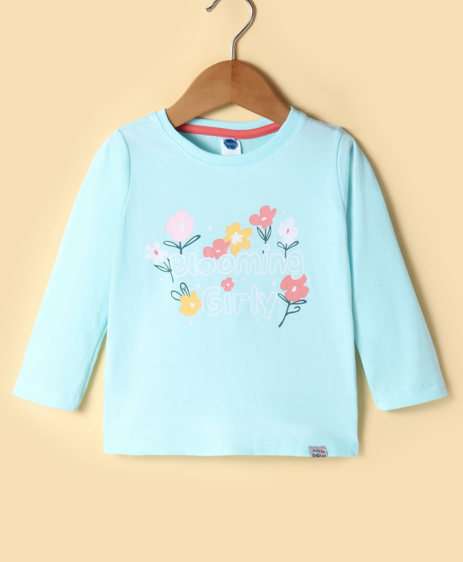 Teddy Sinker Knit Full Sleeves T-Shirt with Floral Print - Aqua Blue-image-47