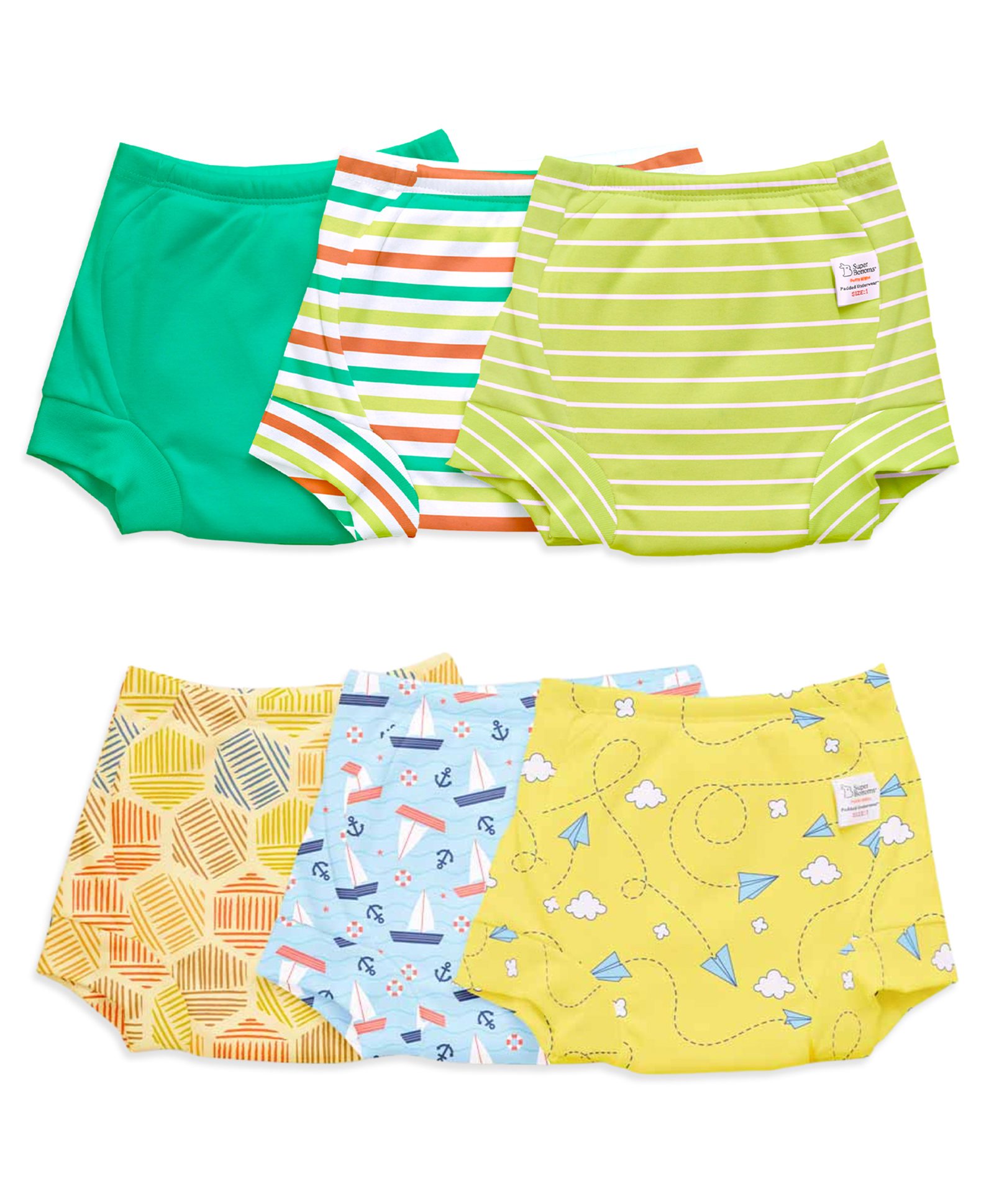 SuperBottoms Padded Underwear for 1-2Y Babies | Potty Training Pants for Mess-Free Diaper-Free Time | Assorted 1 | Pack of 6-picture-18