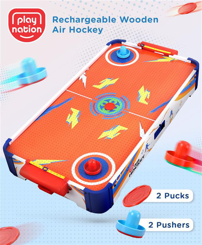 Play Nation Rechargeable Air Hockey With Real Air Flow - Orange